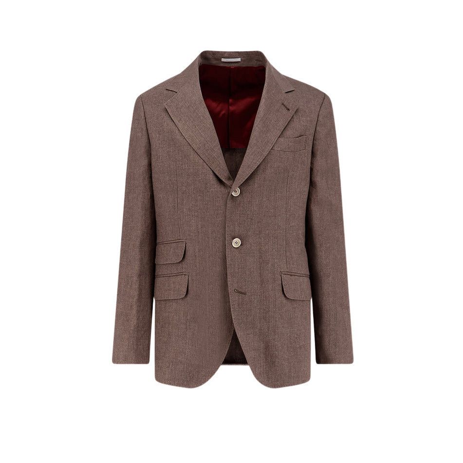 Brunello Cucinelli BRUNELLO CUCINELLI Brown Linen Blazer Jacket New & Authentic Size US M / EU 48-50 / 2 - 1 Thumbnail