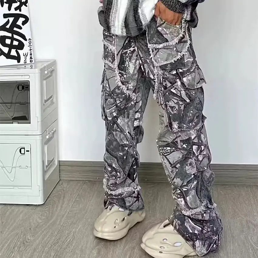 Designer × Japanese Brand Faded wash camouflage baggy jeans Size US 33 - 1 Thumbnail