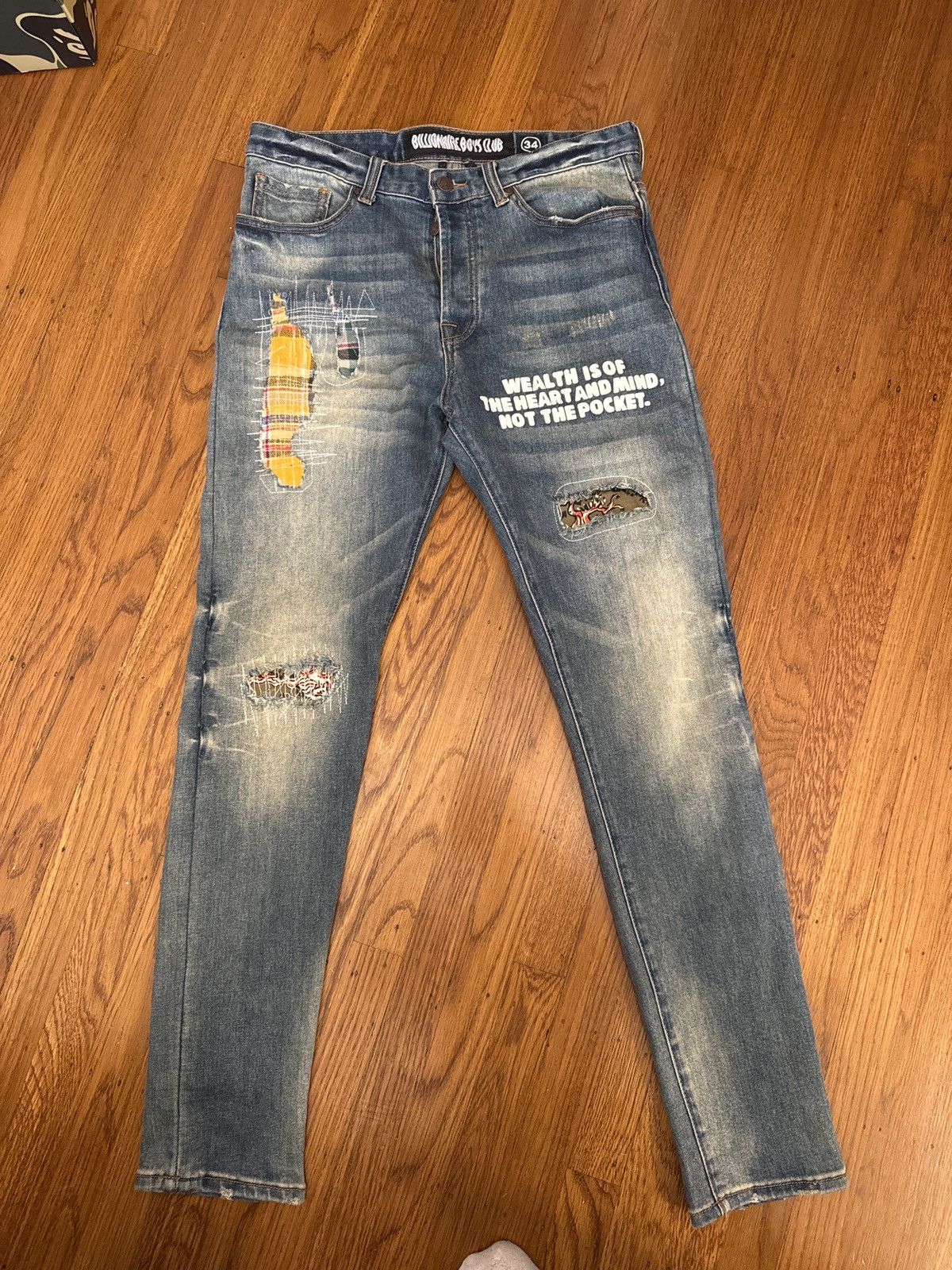 Billionaire Boys Club Billionaire Boys Club Distressed Flannel Jeans Size US 34 / EU 50 - 1 Thumbnail