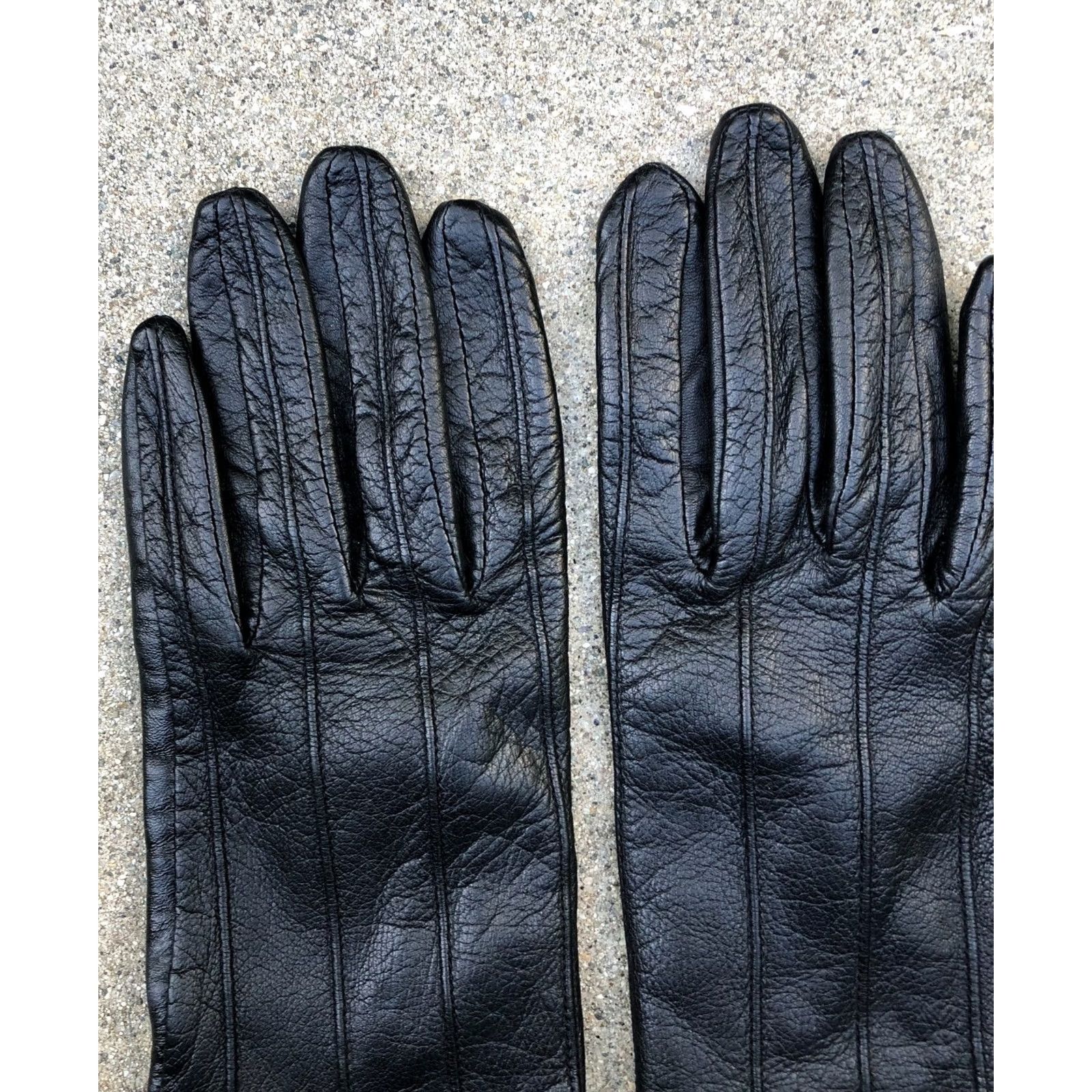 Lord & Taylor VTG LORD & TAYLOR 100% Genuine Leather Gloves Women's 7 Black Glove Leather Size ONE SIZE - 7 Thumbnail