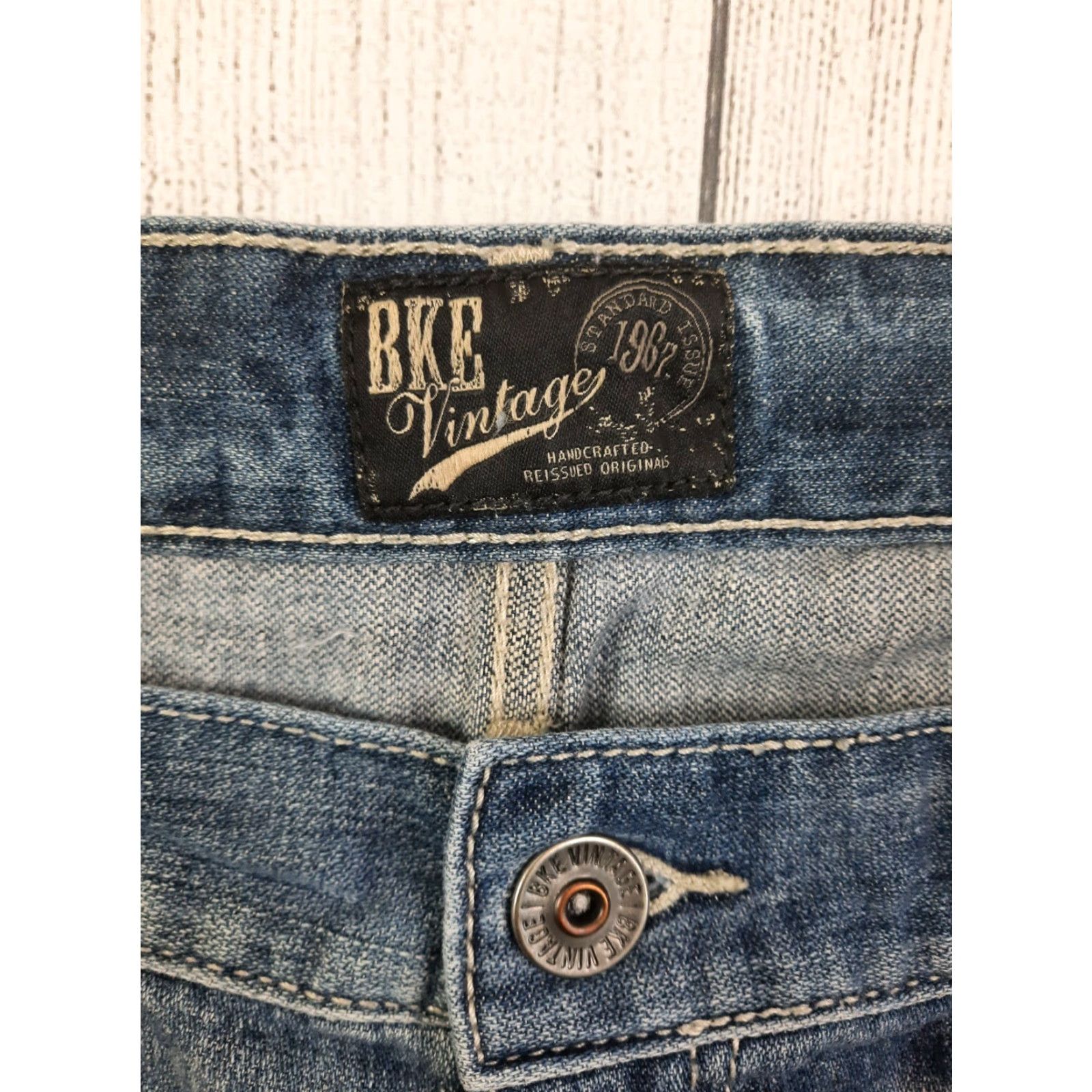 BKE VINTAGE BKE Welder Denim Jeans 36L 36x33 M2M Distressed Mens Straight Cotton Elastane Blue 1967 Size US 36 / EU 52 - 3 Thumbnail