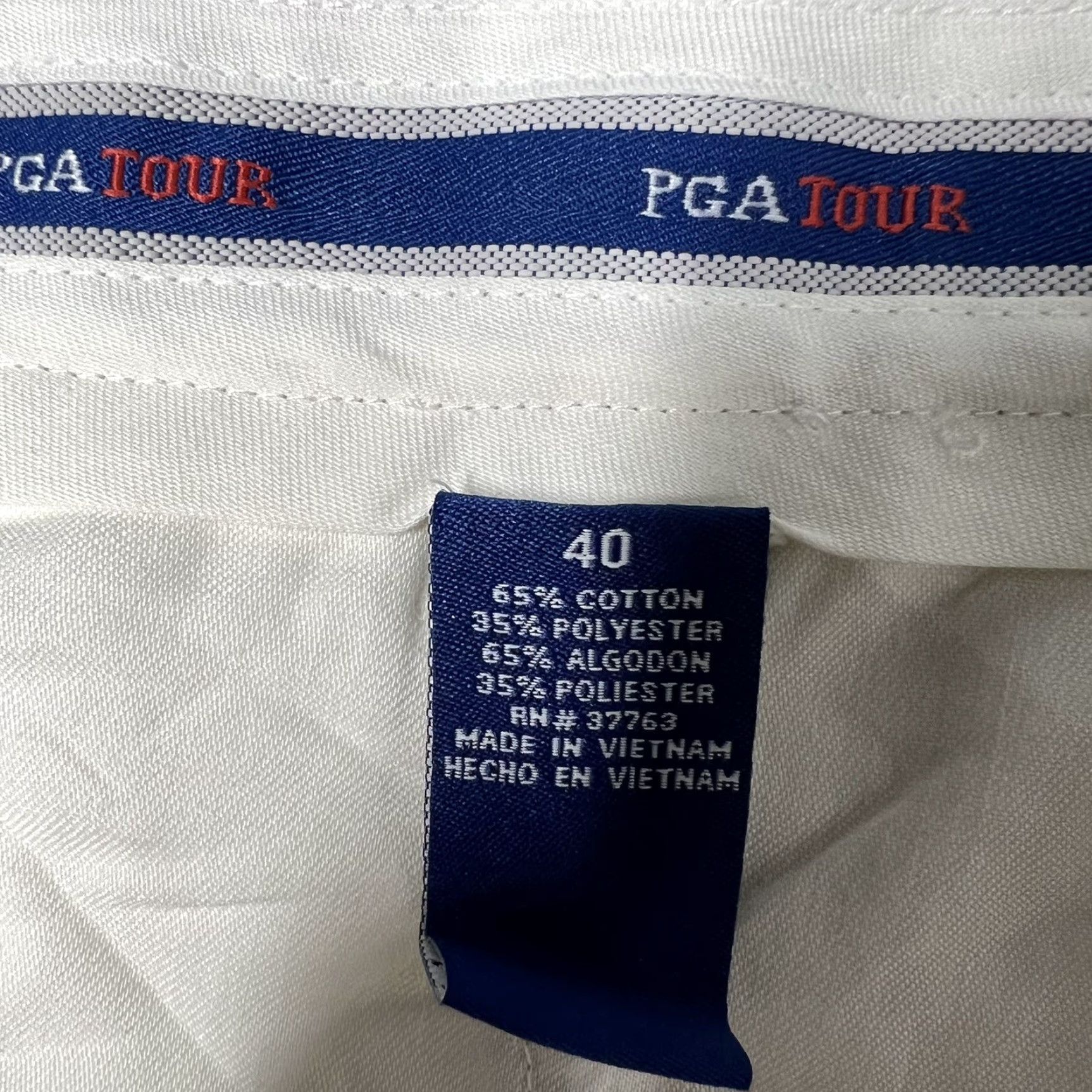 PGA Tour PGA TOUR Mens Chino Golf Shorts Flat Front 9" Inseam Size 40 Beige Tan Casual Belt Loops Regular Fit Microfiber Polyester Pocket Front Zipper Button Size US 40 / EU 56 - 7 Thumbnail