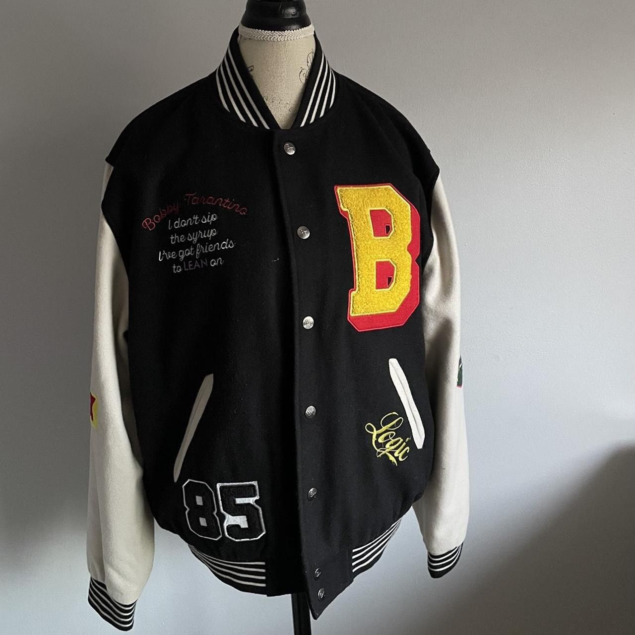 image of American Classics x Logic Bobby Tarantino Logic Letterman Jacket in Black, Men's (Size Medium)