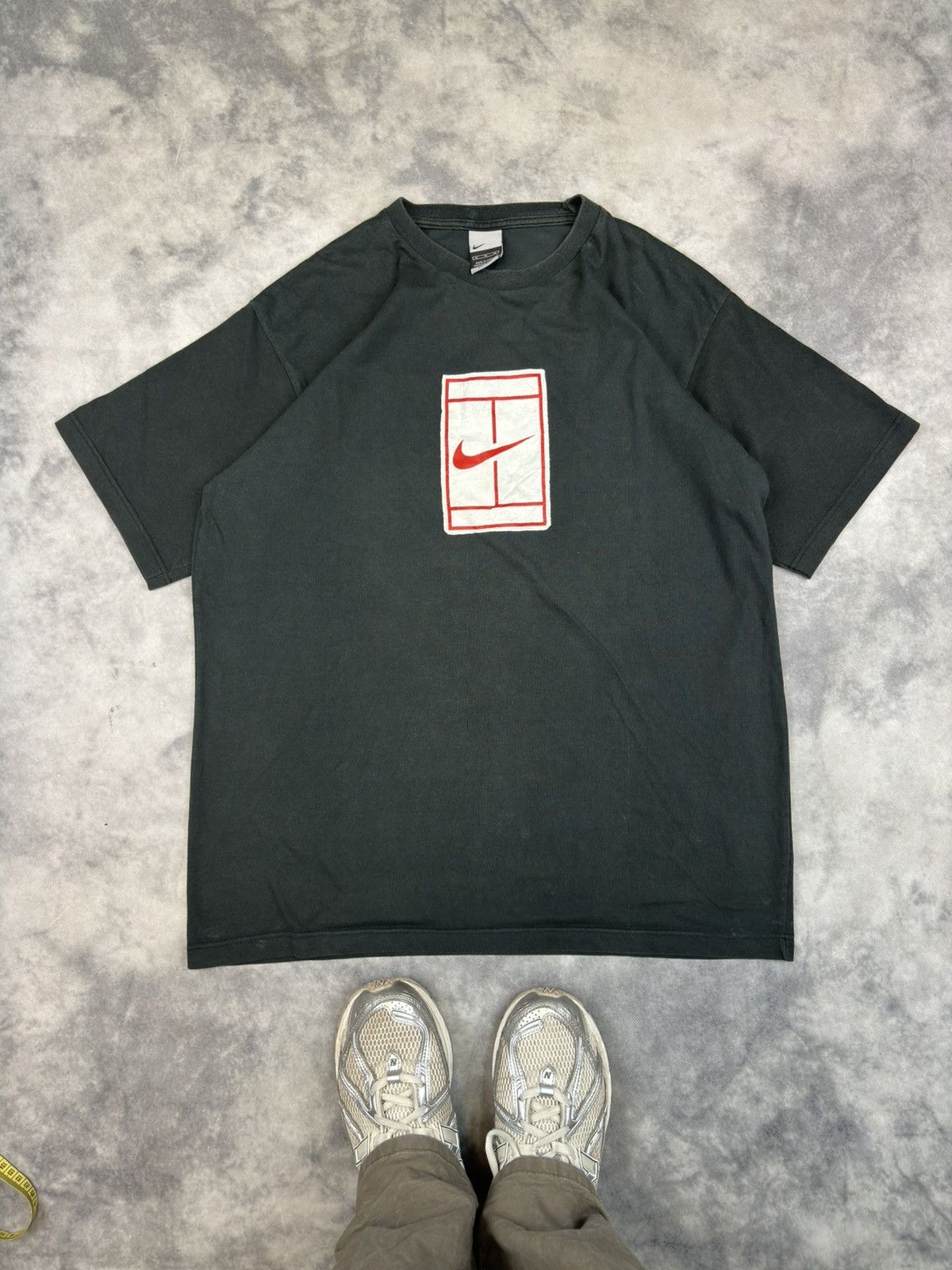Nike × Vintage Vintage Nike Athletic 90s center swoosh faded T-shirt Size US XL / EU 56 / 4 - 1 Thumbnail