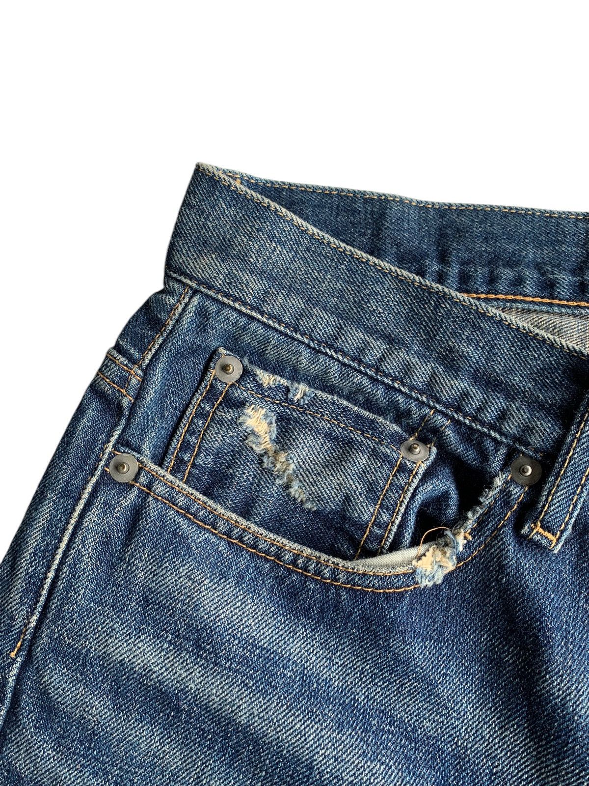 Japanese Brand × Kapital × Vintage Whiz Limited Japanese Ripped Selvedge Distressed Denim Size US 35 - 17 Thumbnail