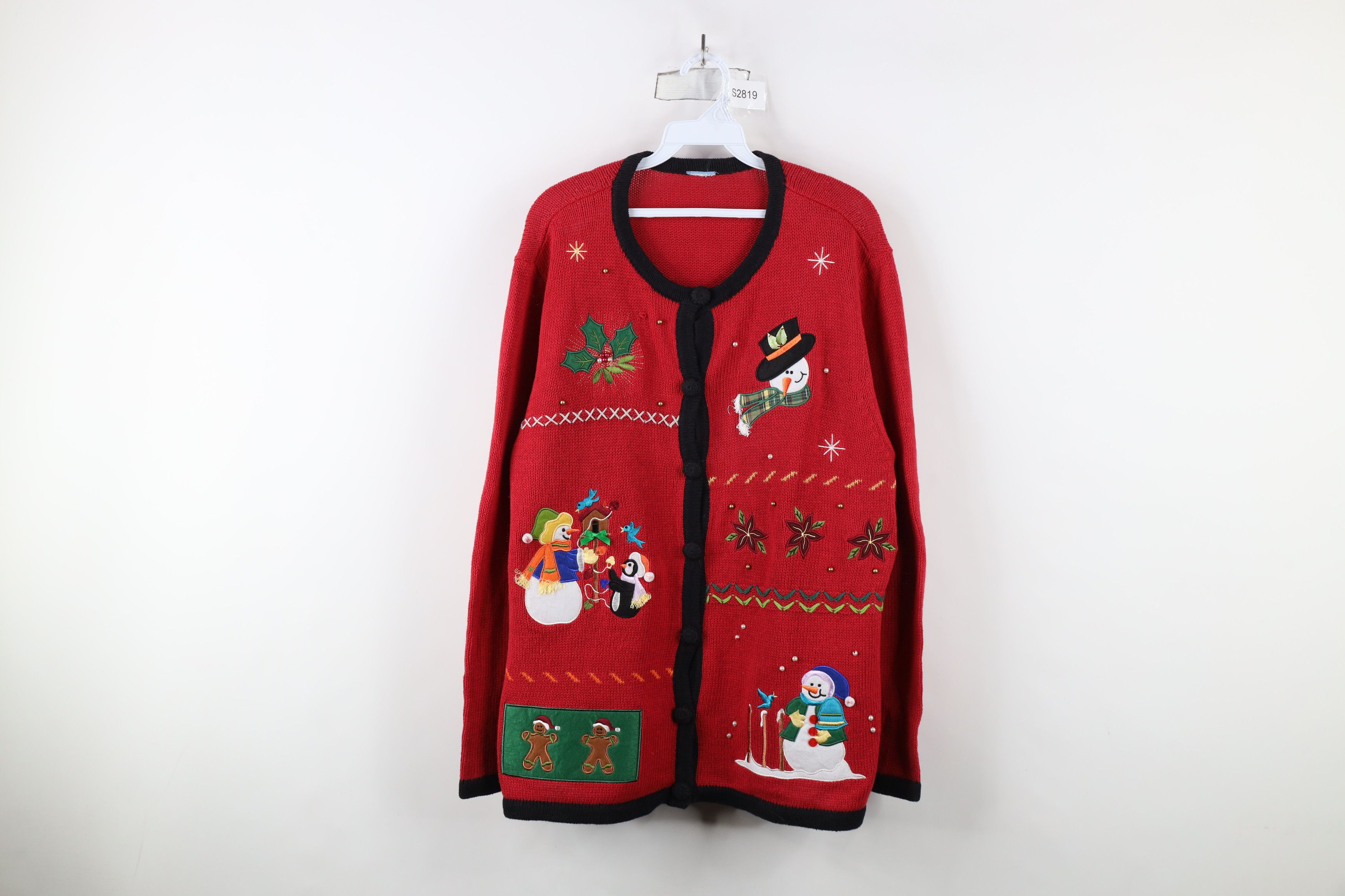 Vintage Vintage 90s Streetwear Christmas Snowman Cardigan Sweater Size XL / US 12-14 / IT 48-50 - 1 Thumbnail