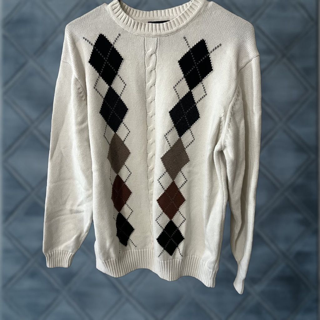 Dockers Dockers Sweater Men's Argyle Long Sleeve Size Large White Preppy Size US L / EU 52-54 / 3 - 1 Thumbnail