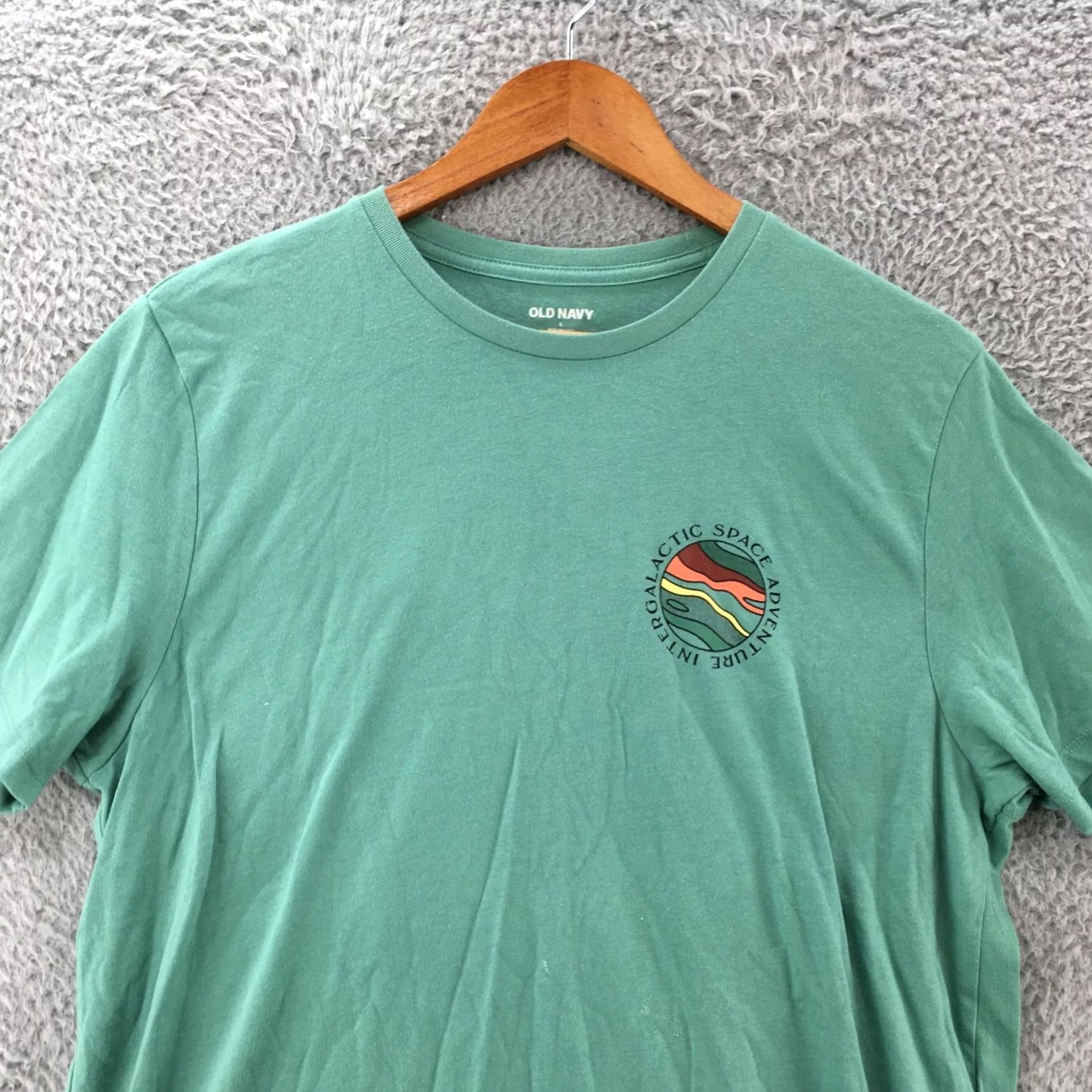 Old Navy Old Navy Tee Tshirt Top Womens Large Green Cotton Blend Graphic Print Back Shirt Size L / US 10 / IT 46 - 2 Thumbnail