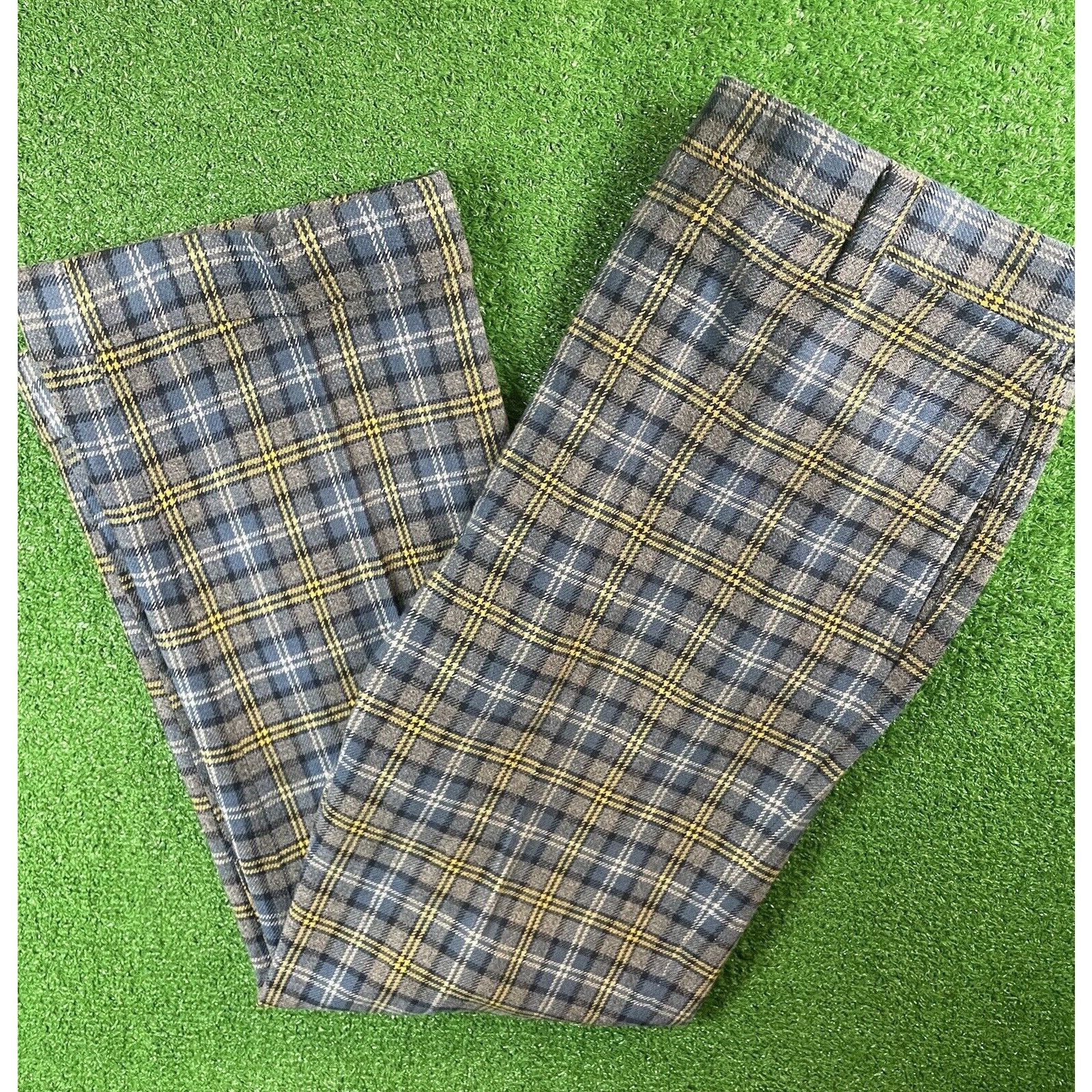 Vintage Vintage 70s Blue Green Plaid 36 32 Trousers Pants USA Talon Size US 35 - 1 Thumbnail