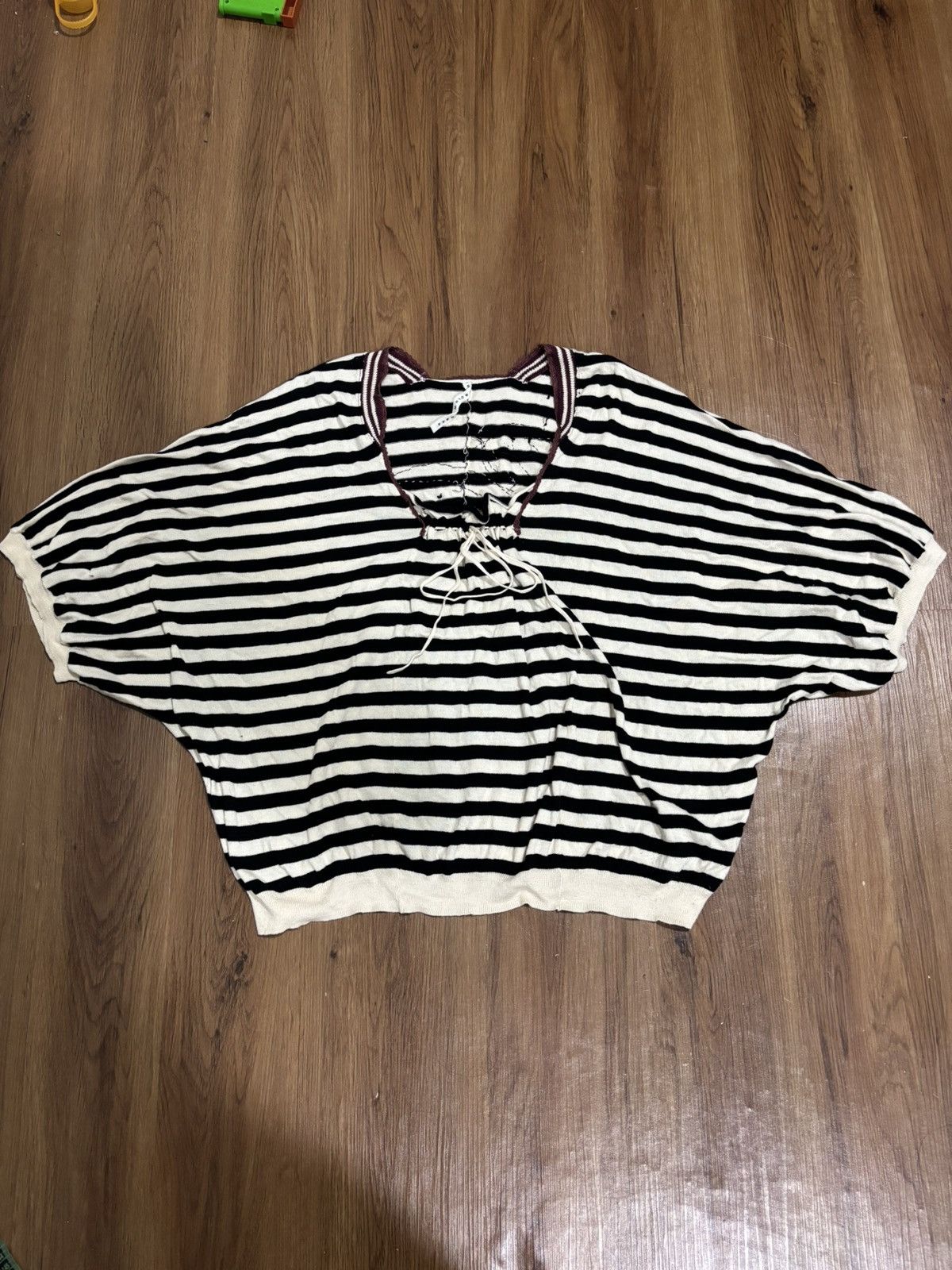 Issey Miyake × Japanese Brand × Vintage Vintage Sunaokuwahara Issey Miyake Striped Blouse Size M / US 6-8 / IT 42-44 - 1 Thumbnail