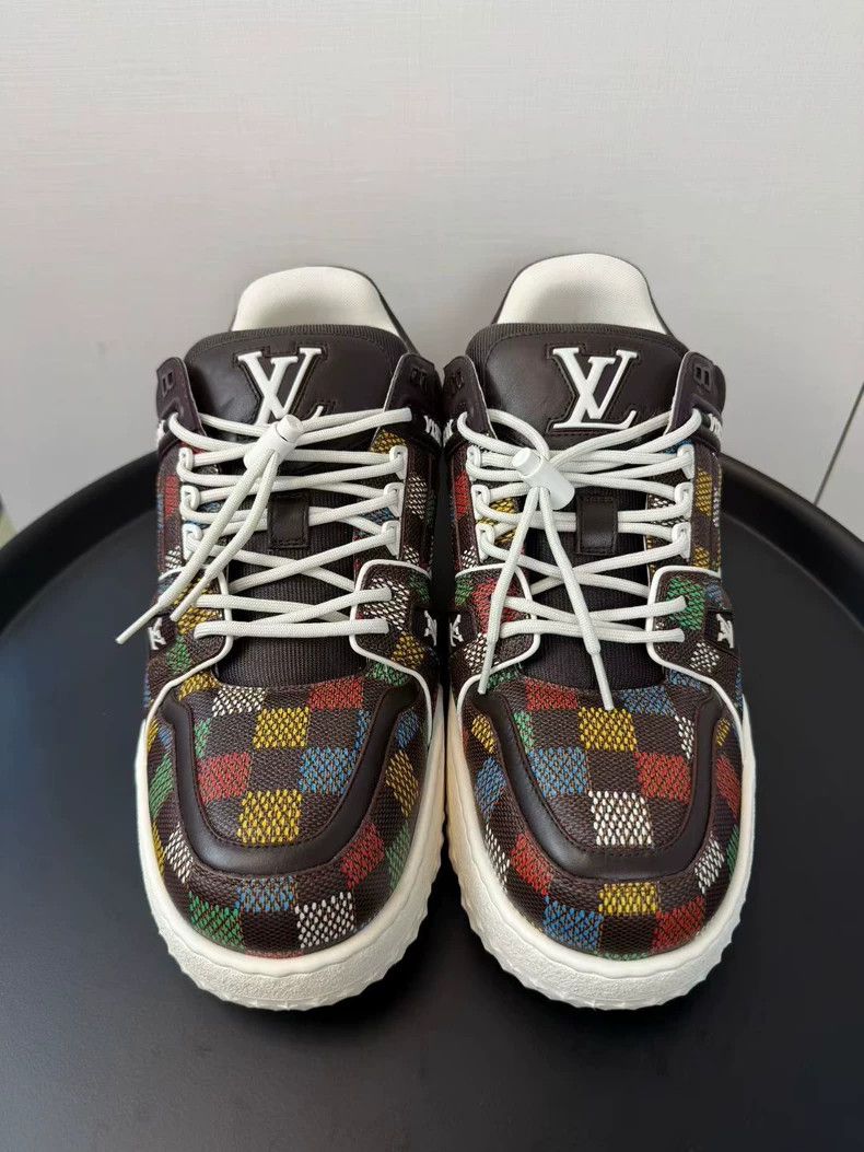Louis Vuitton Louis Vuitton Brown Rainbow Checker Fat T-Shirt Sneakers Size US 11 / EU 44 - 3 Thumbnail
