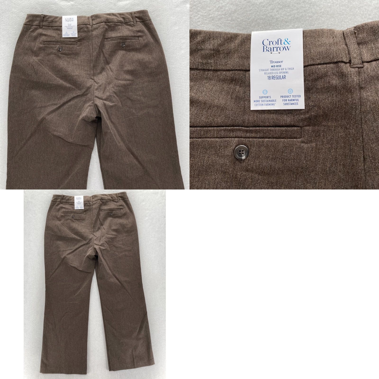 Croft & Barrow Croft & Barrow The Effortless Stretch Pant Women's 18 Brown Stretch Straight Pant Size 26" / US 2 / IT 38 - 9 Thumbnail
