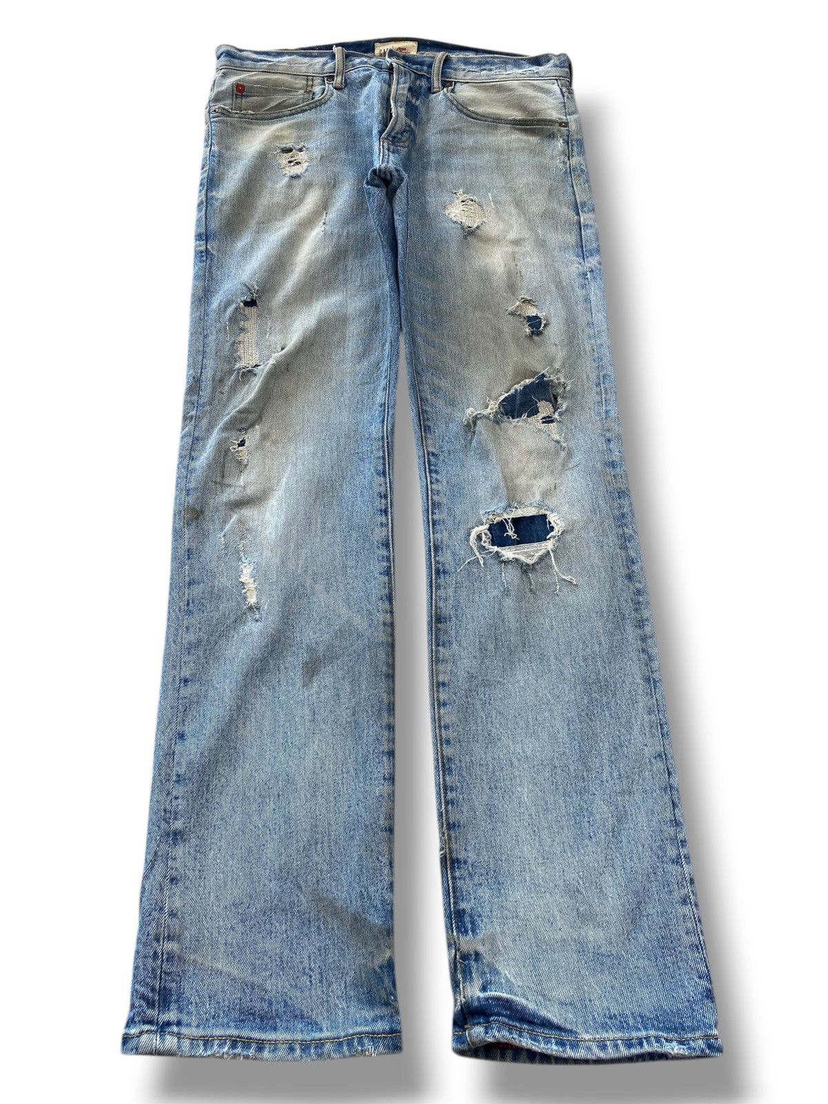 Gap Gap Faded Wash Distressed Style Straight Leg Jeans Size US 33 - 1 Thumbnail
