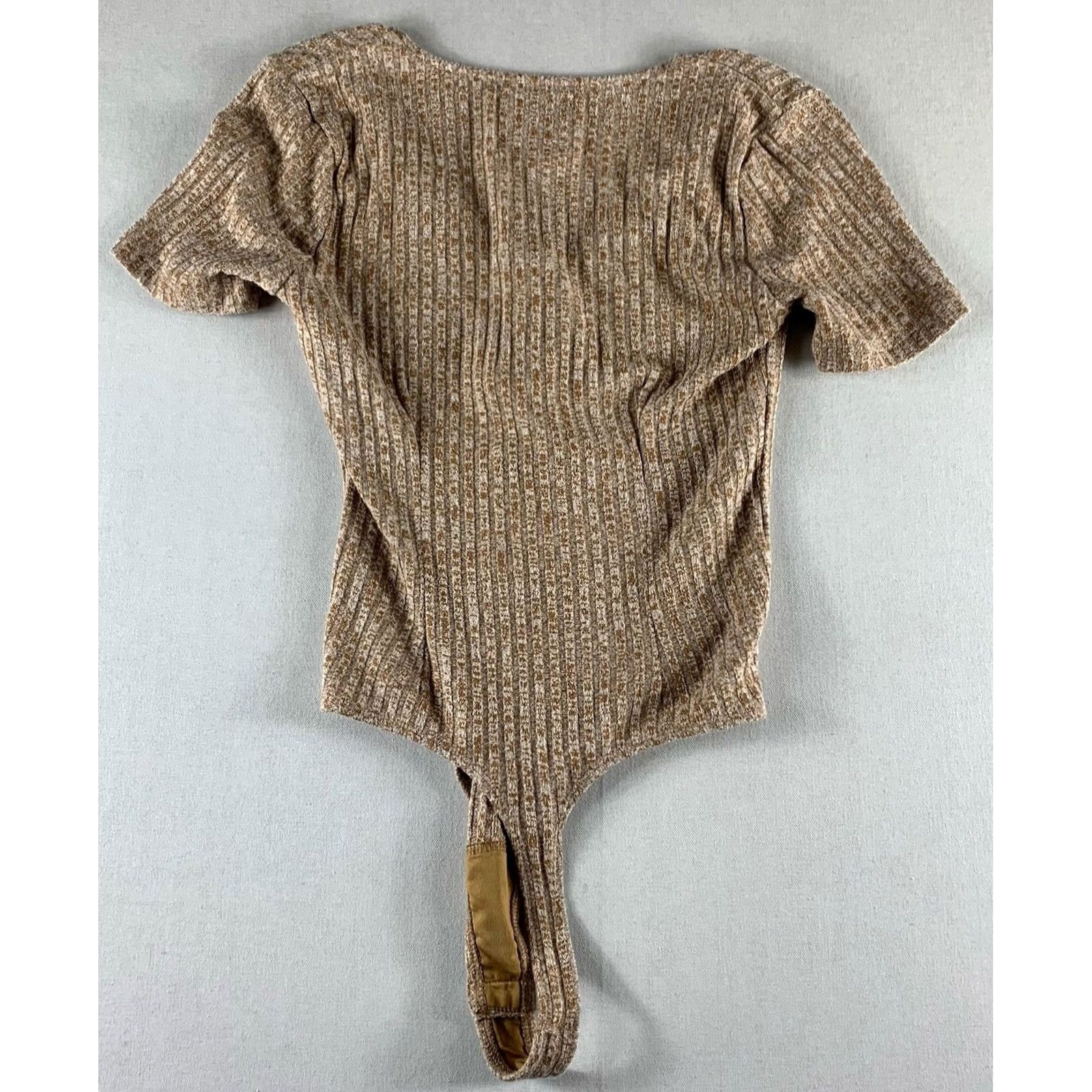 Vintage Privacy Please Bodysuit Womens Small Beige Striped Short Sleeve Size S / US 4 / IT 40 - 6 Thumbnail