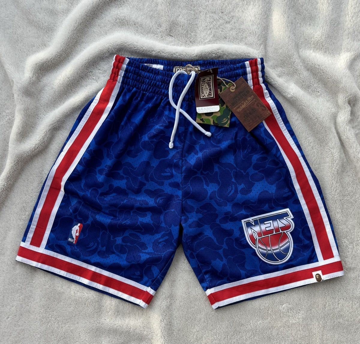 Bape x M&N x NBA Nets Basketball Shorts