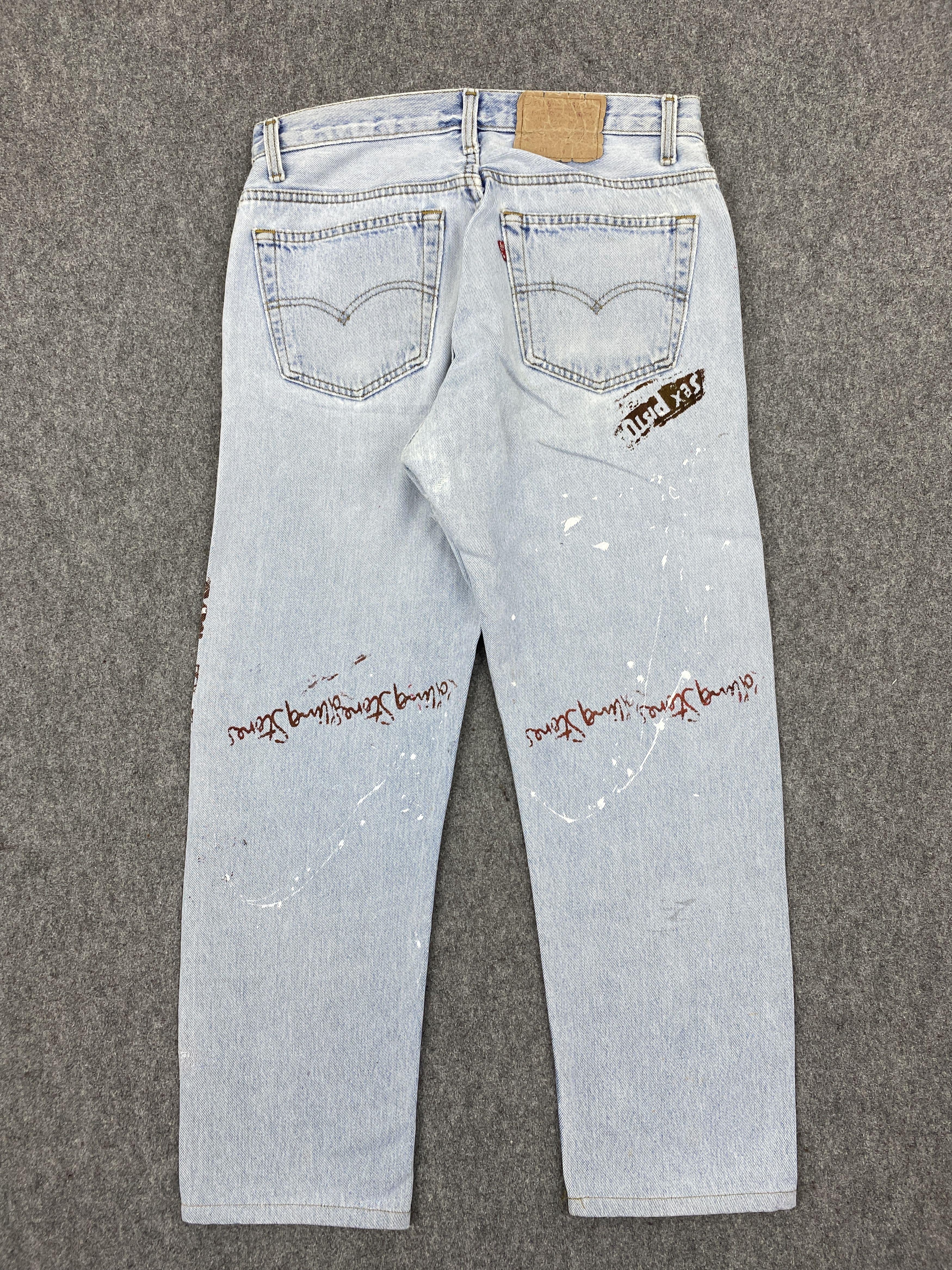 Levi's Vintage 80s Levis 501 Sex Pistols Custom Made Jeans DP2724 Size US 30 / EU 46 - 3 Thumbnail