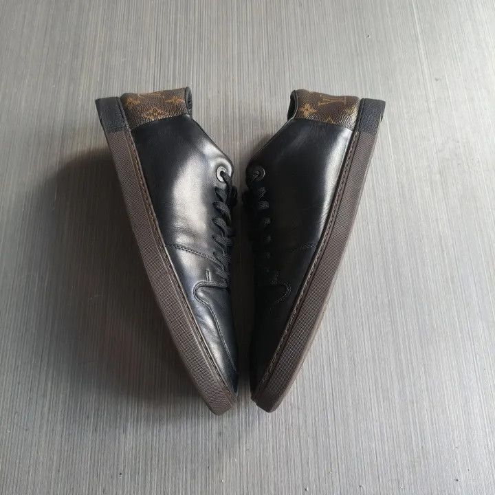 Louis Vuitton Louis Vuitton Black Leather Sneakers -2508 Size US 8 / EU 41 - 8 Thumbnail