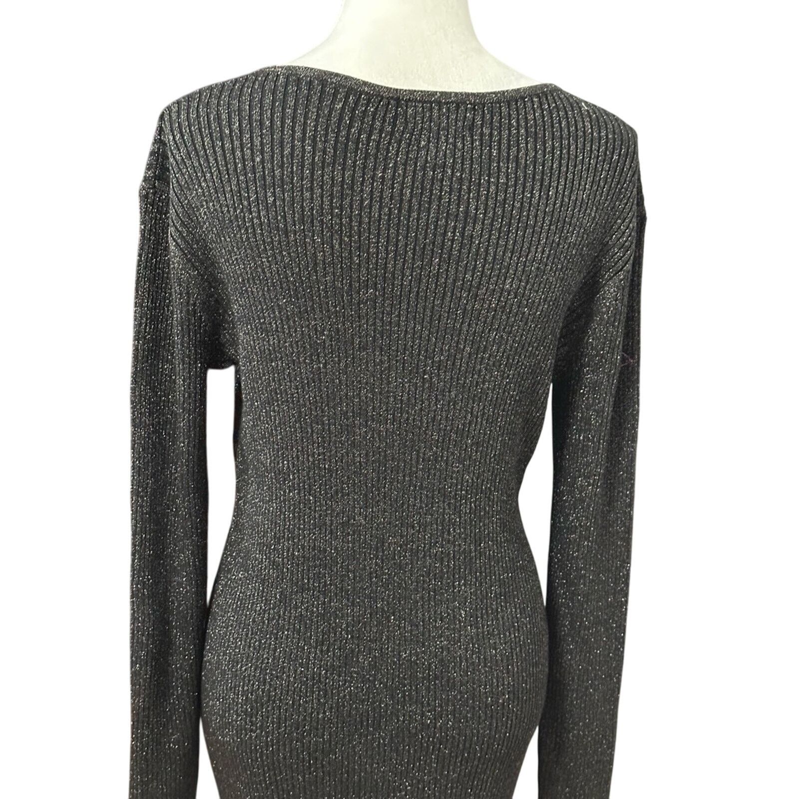 Other UK Open Edit Knit Sweater Dress Metallic Black Women's XL NWOT Size XL / US 12-14 / IT 48-50 - 5 Thumbnail