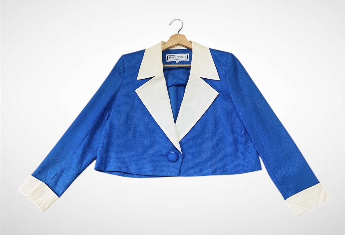 Yves Saint Laurent 🔥🔥Vintage Yves Saint Laurent Cropped Jacket With White Lapel Size M / US 6-8 / IT 42-44 - 5 Thumbnail