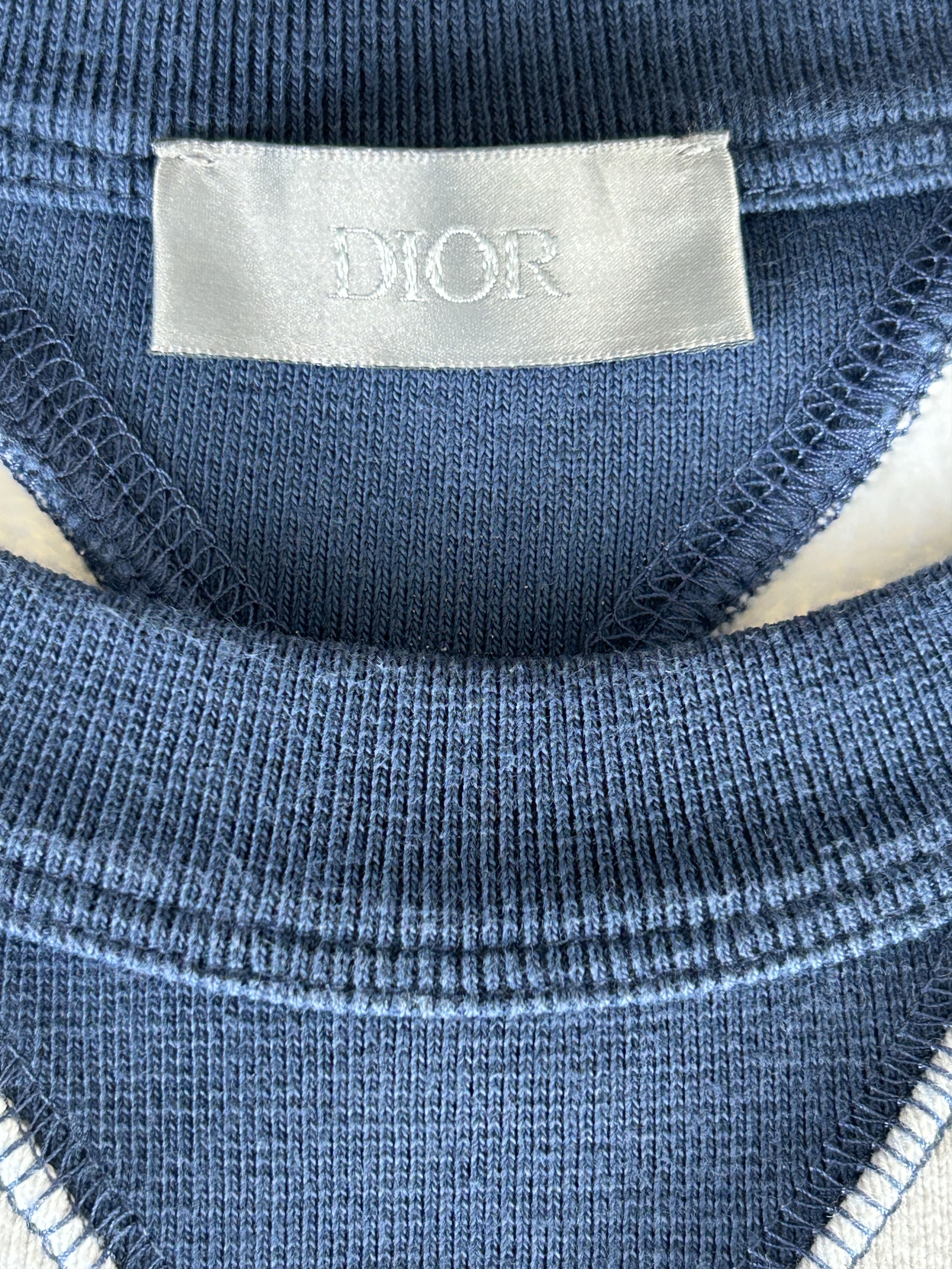 Dior Dior Denim Tears White & Navy Embroidered Logo Sweater Size US M / EU 48-50 / 2 - 3 Thumbnail