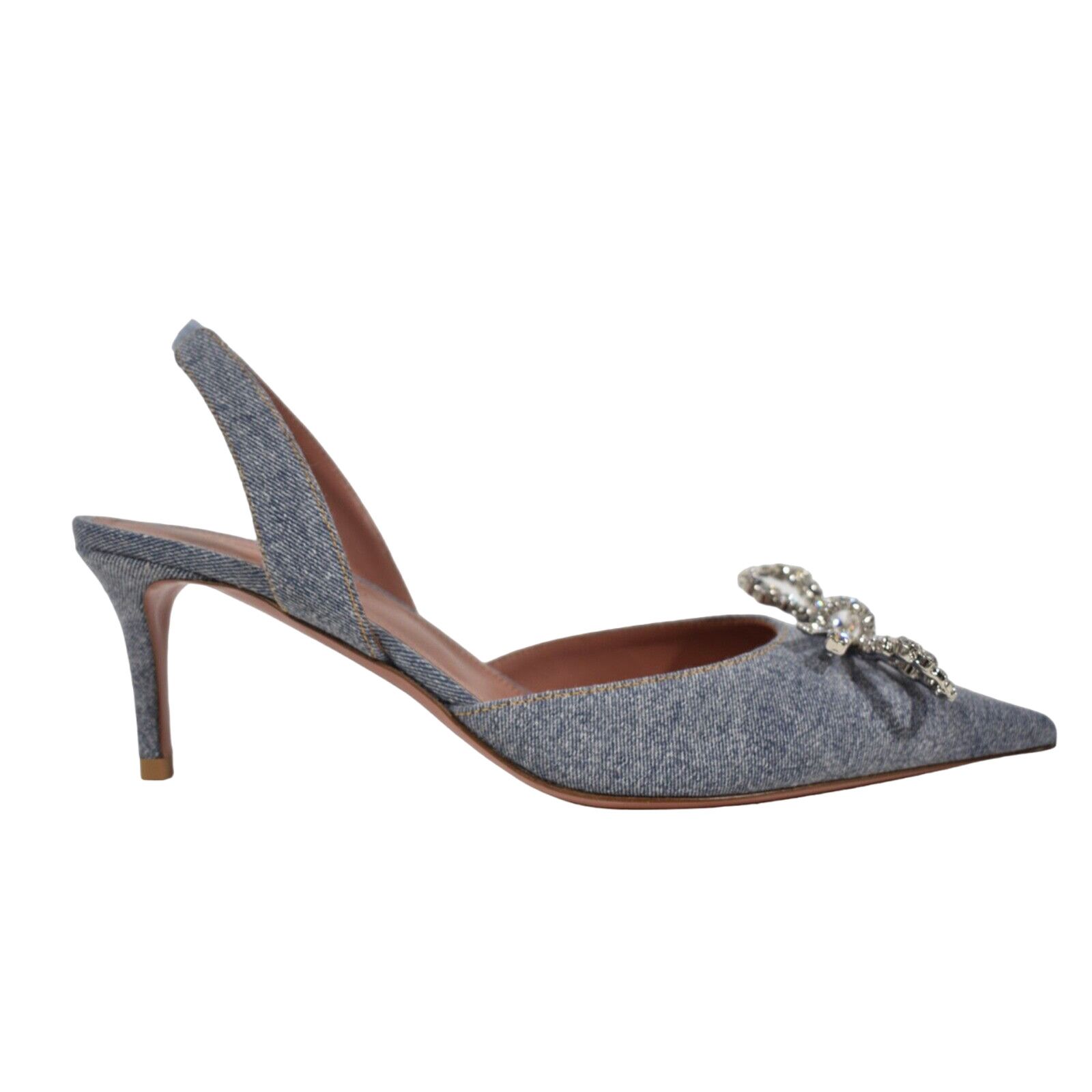 Amina Muaddi Rosie Sling Crystal Bow Slingback Sandal Heel Pump 38.5 Size US 8.5 / IT 38.5 - 1 Thumbnail