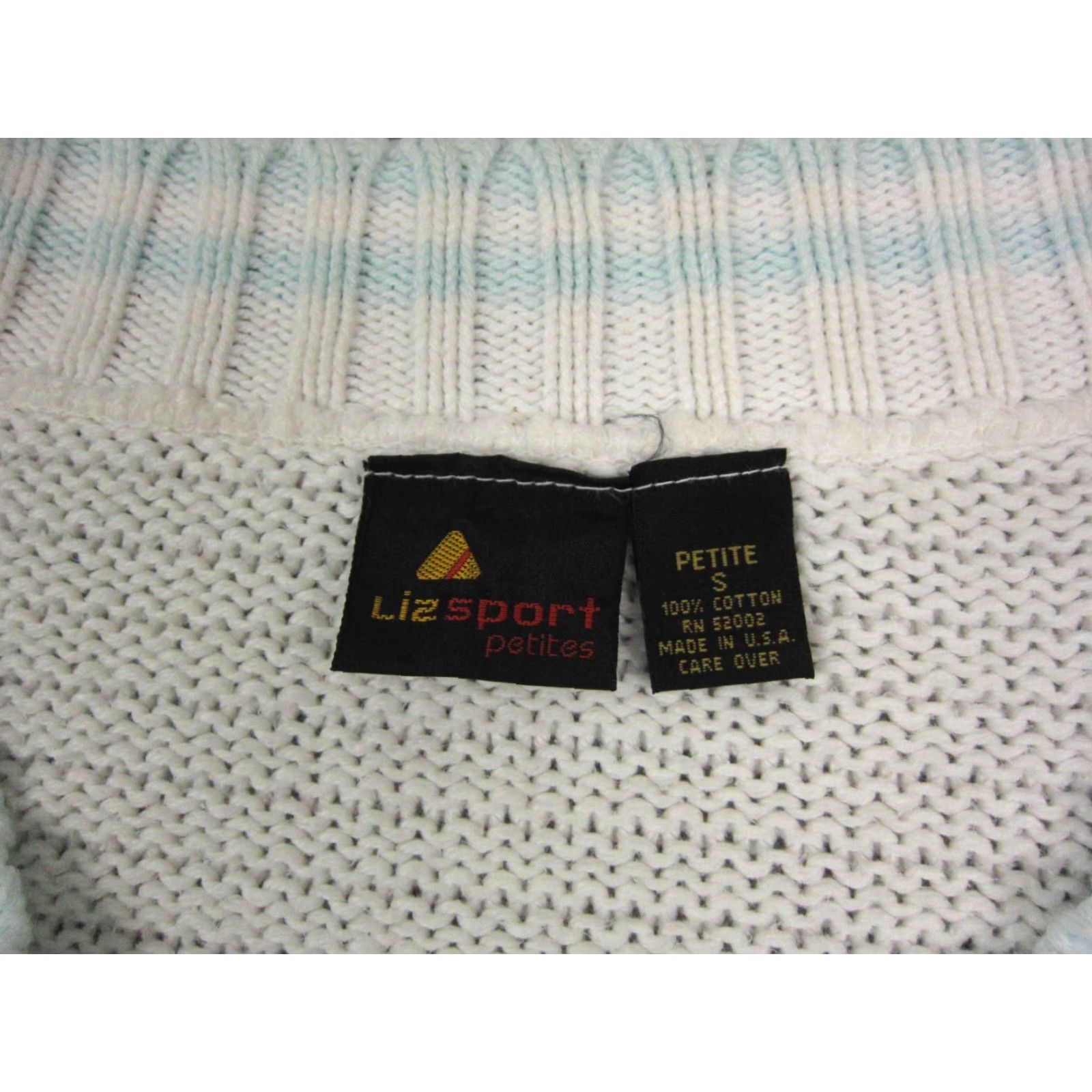 Vintage VINTAGE Liz Sport Sweater Womens Petite Small White Cable Knit College Varsity Size S / US 4 / IT 40 - 3 Thumbnail