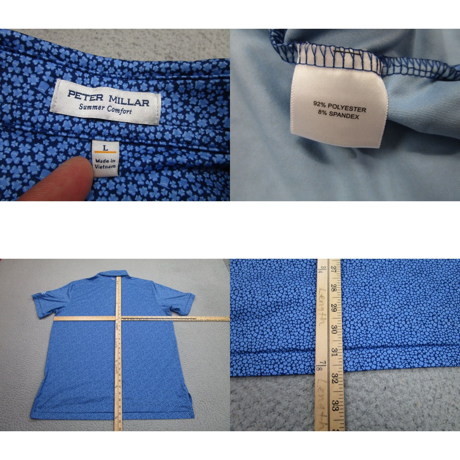 Peter Millar Peter Millar Polo Shirt Mens L Golf Casual Short Sleeve Blue Floral Performance Stretch Lightweight Breathable Logo Size US L / EU 52-54 / 3 - 8 Thumbnail