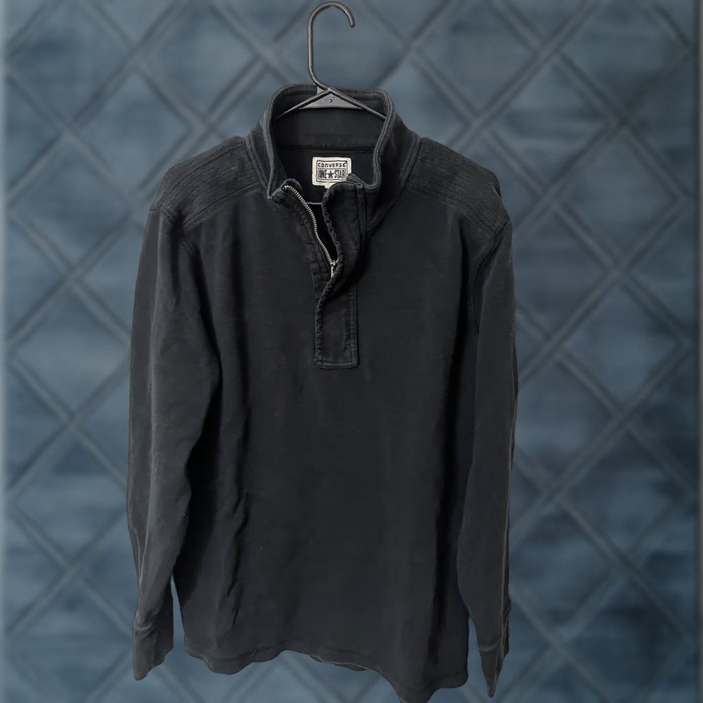 Converse Converse Star Sweatshirt 1/4 Zip Black XL Men Pullover Cotton Knit Size US XL / EU 56 / 4 - 1 Thumbnail