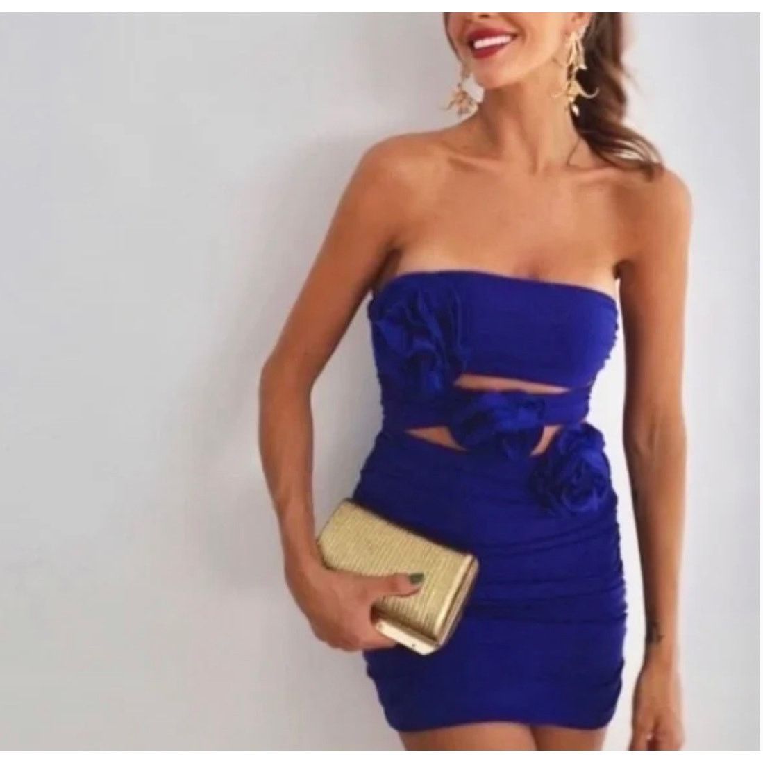 Zara ZARA BLOGGER FAVORITE FLORAL CUT OUT DRESS BLUISH Size XS / US 0-2 / IT 36-38 - 3 Thumbnail