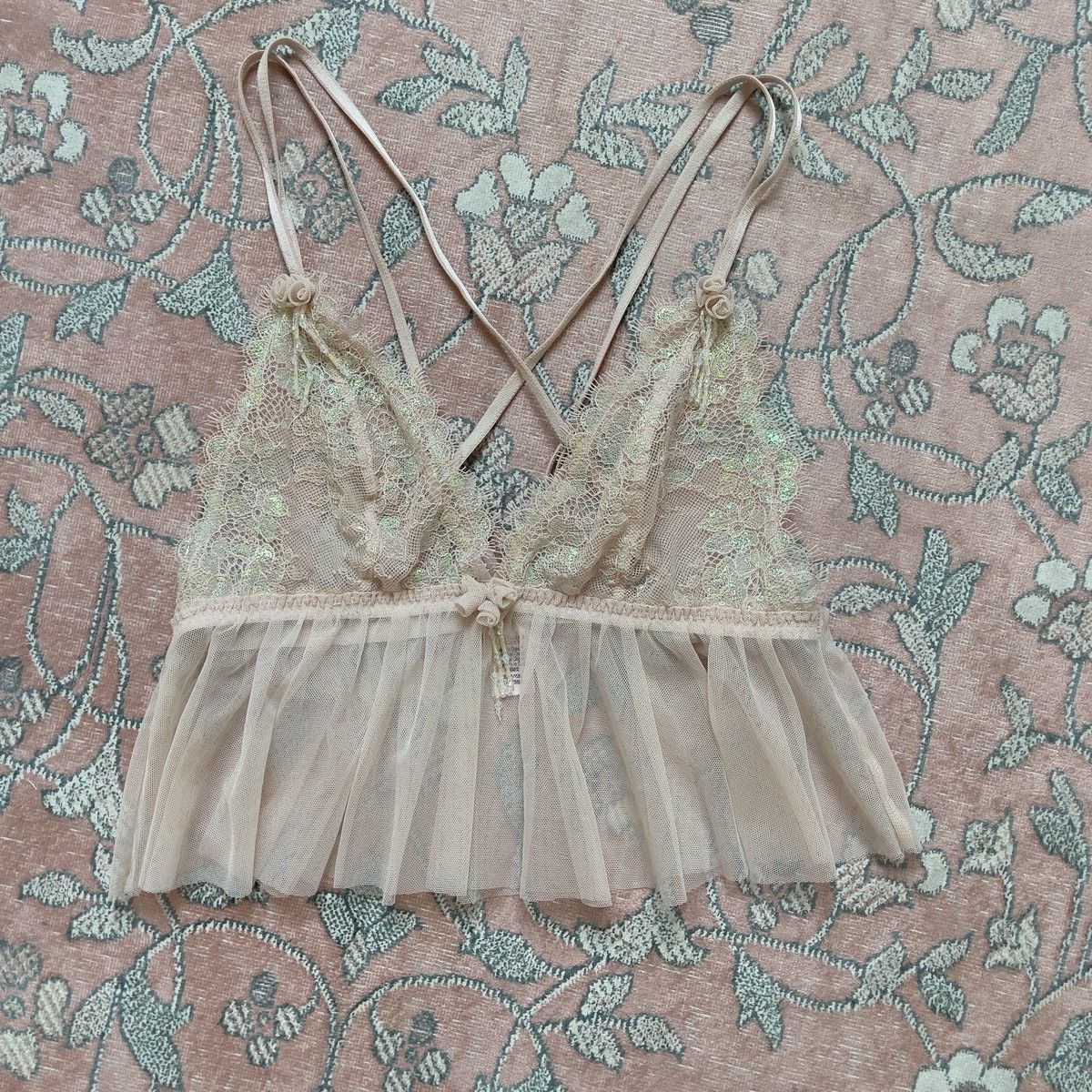 Victoria's Secret Romantic Nude Lace & Mesh Sheer Camisole (XS-S) Size S / US 4 / IT 40 - 7 Thumbnail