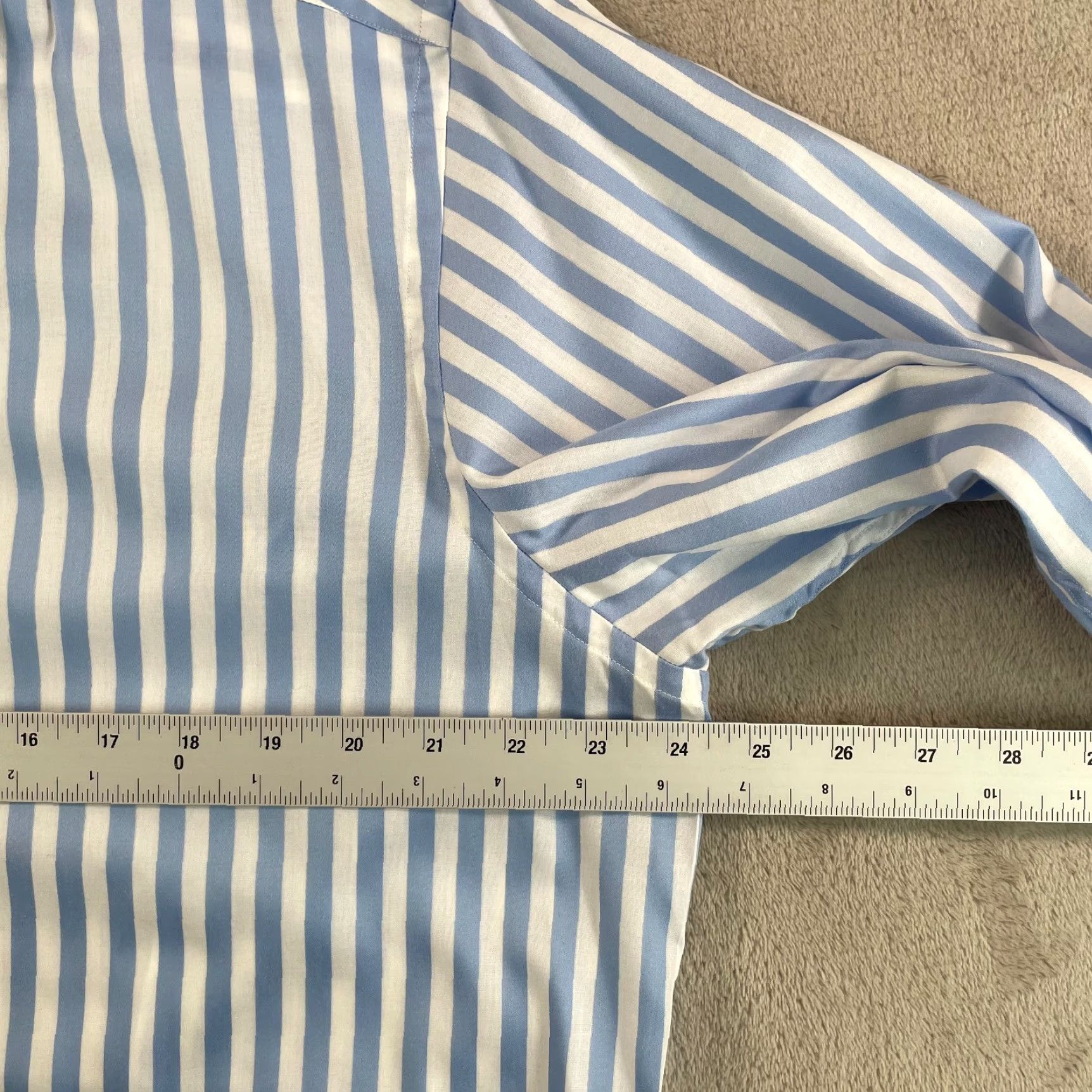 Eton ETON Dress Shirt Men 44 17.5 Blue White Striped Wrinkle Free Long Sleeve CEO Shirt Size 48R - 6 Thumbnail