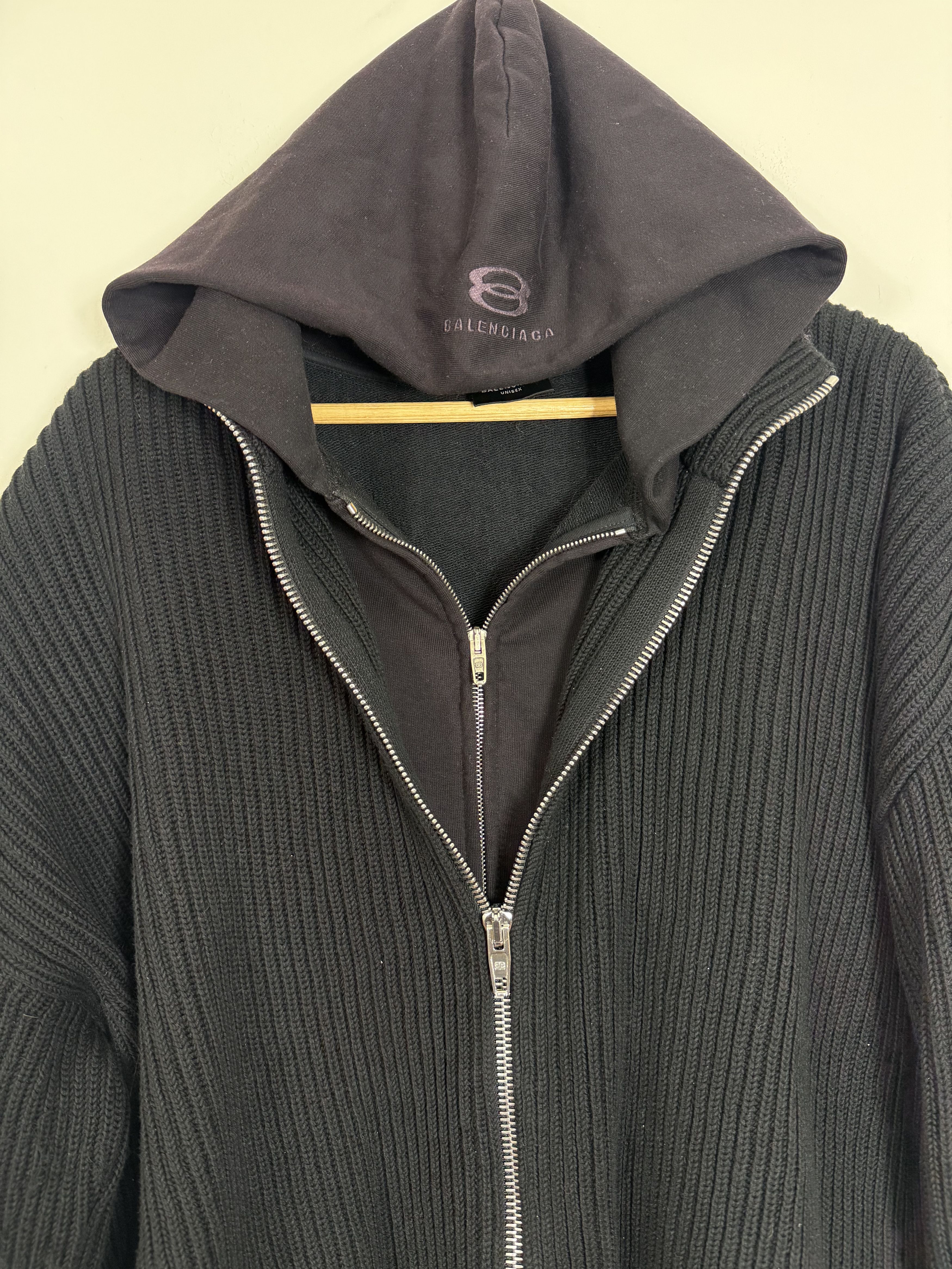Balenciaga Unity Sports Icon Layered Ribbed Knit Sweater + Hoodie Size US S / EU 44-46 / 1 - 3 Thumbnail