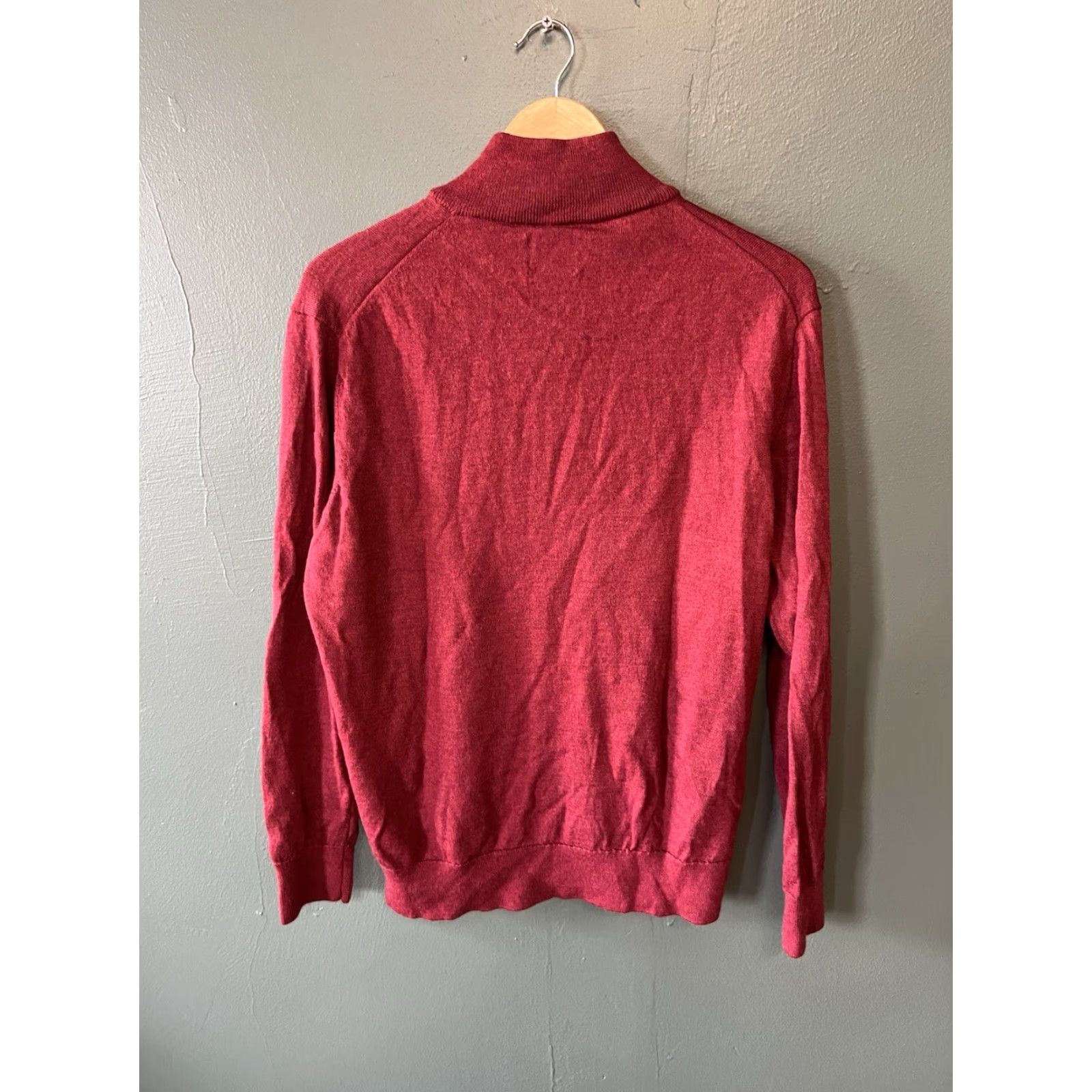 UNTUCKit UNTUCKit Mens Red 1/4 Zip Mock Neck Merino Wool Pullover Sweater Size L Size US L / EU 52-54 / 3 - 2 Thumbnail