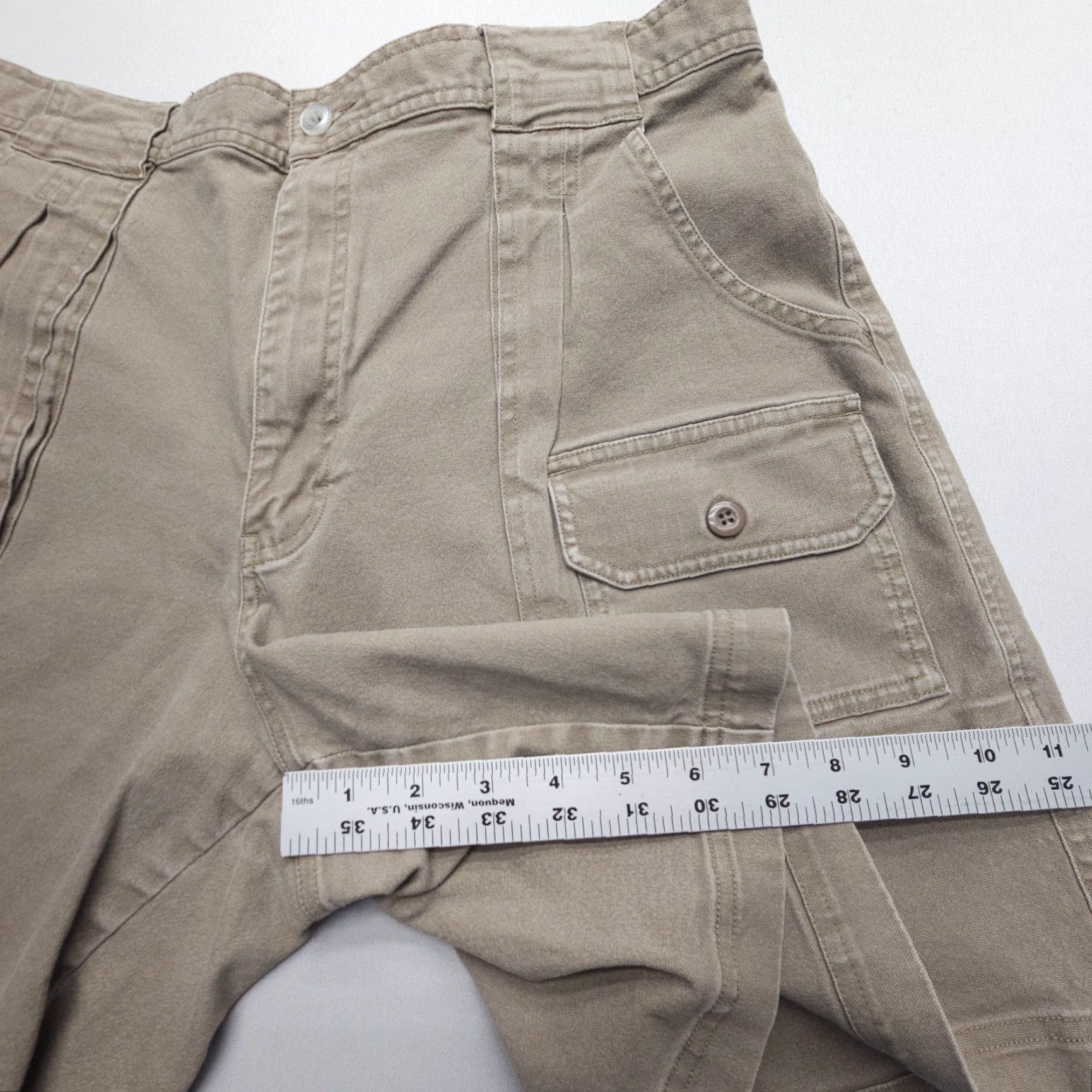 Vintage Cabela's Canvas Mini Cargo Shorts Size 16 Khaki High Rise Pleated Safari Hunting Size 38" / US 16 / IT 52 - 6 Thumbnail