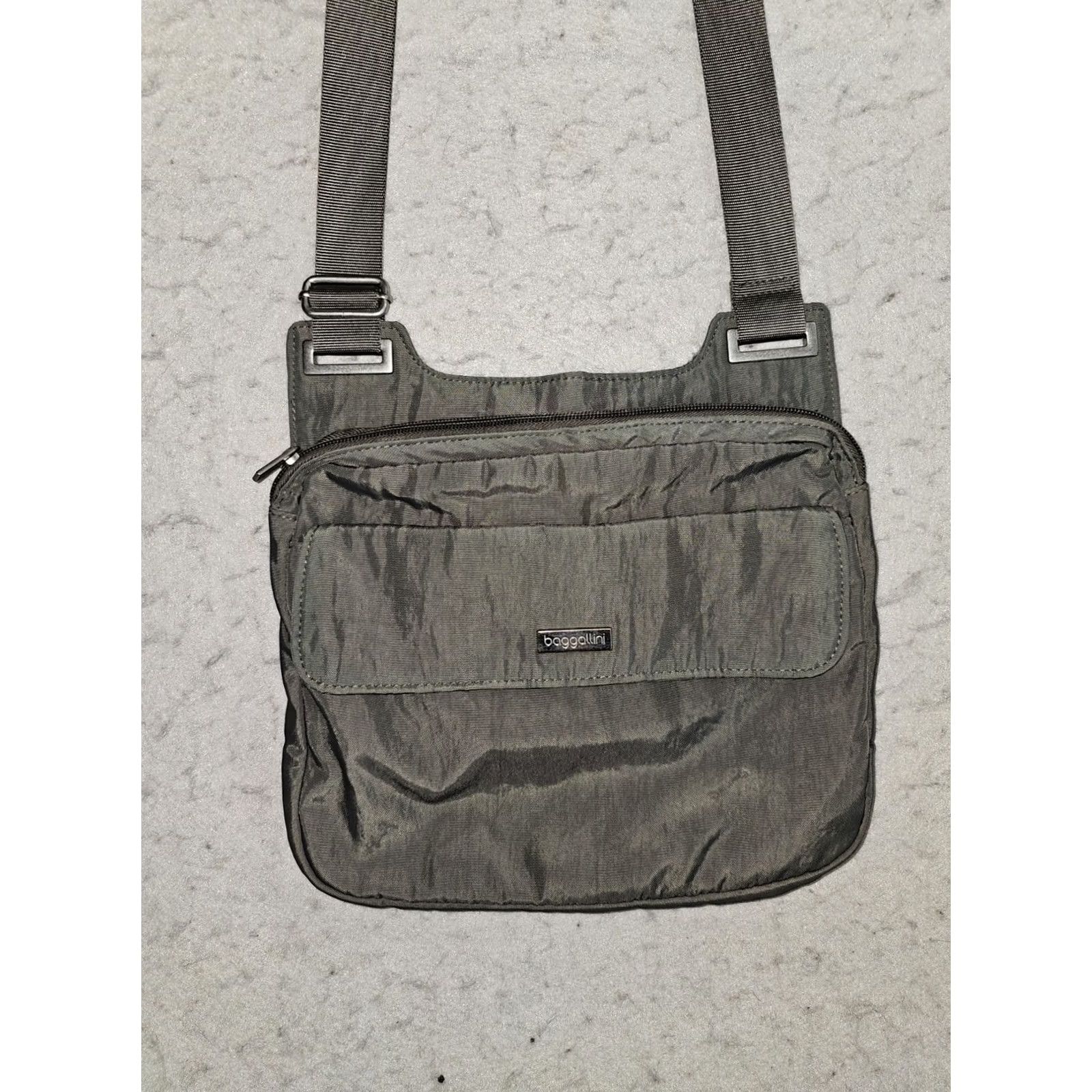 Vintage Baggallini Crossbody Bag Nylon Grey/Yellow Adjustable Travel Purse Size M / US 6-8 / IT 42-44 - 2 Thumbnail
