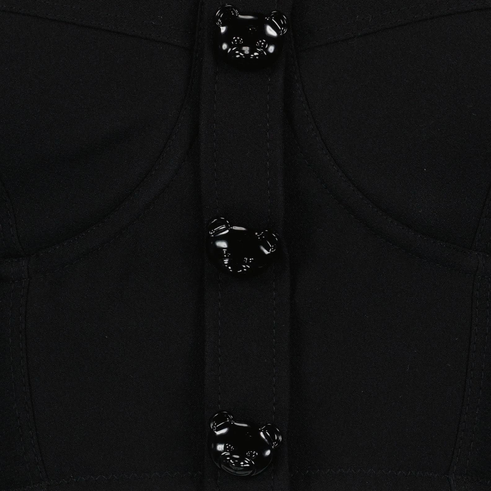 Moschino o1s22i1n0824 Teddy Bear Buttons Bustier Top in Black Size XS / US 0-2 / IT 36-38 - 5 Thumbnail