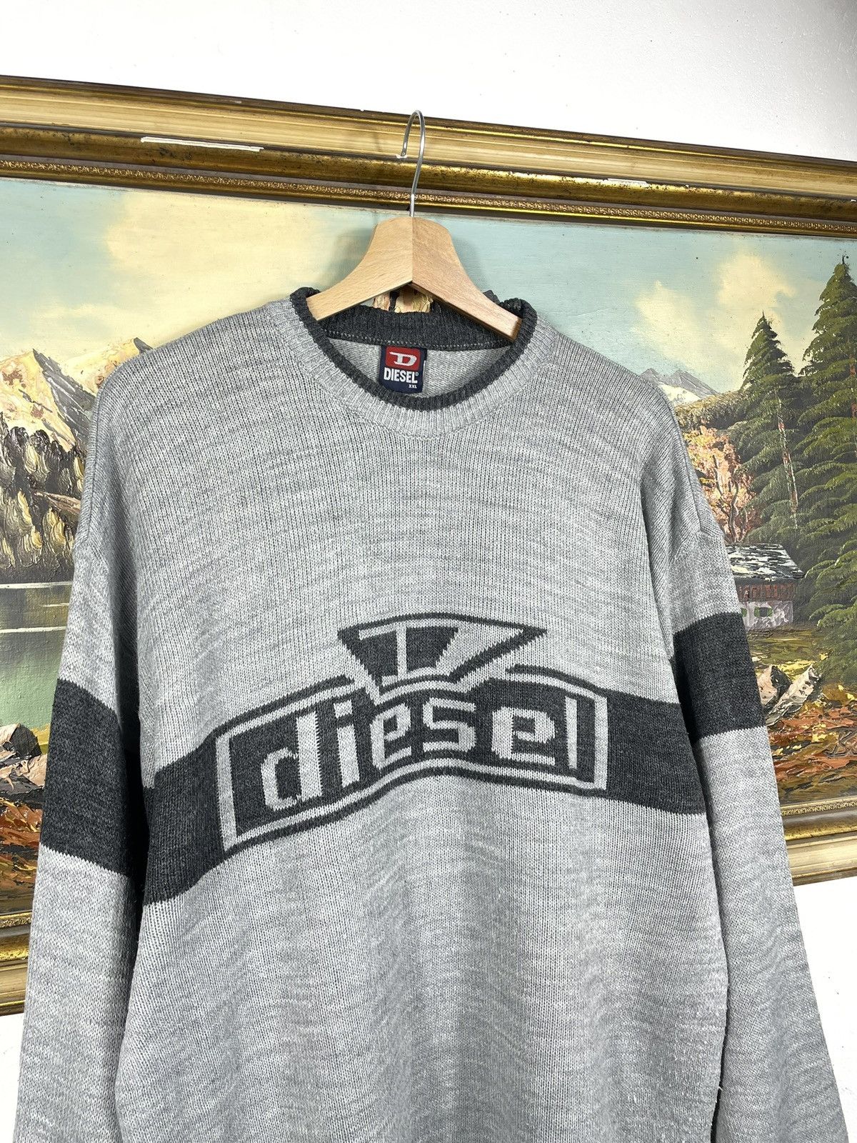 Diesel × Japanese Brand × Vintage Diesel Retro 00s Avant Garde Cyber Loose Boxy Jumper Pull Size US XXL / EU 58 / 5 - 5 Thumbnail