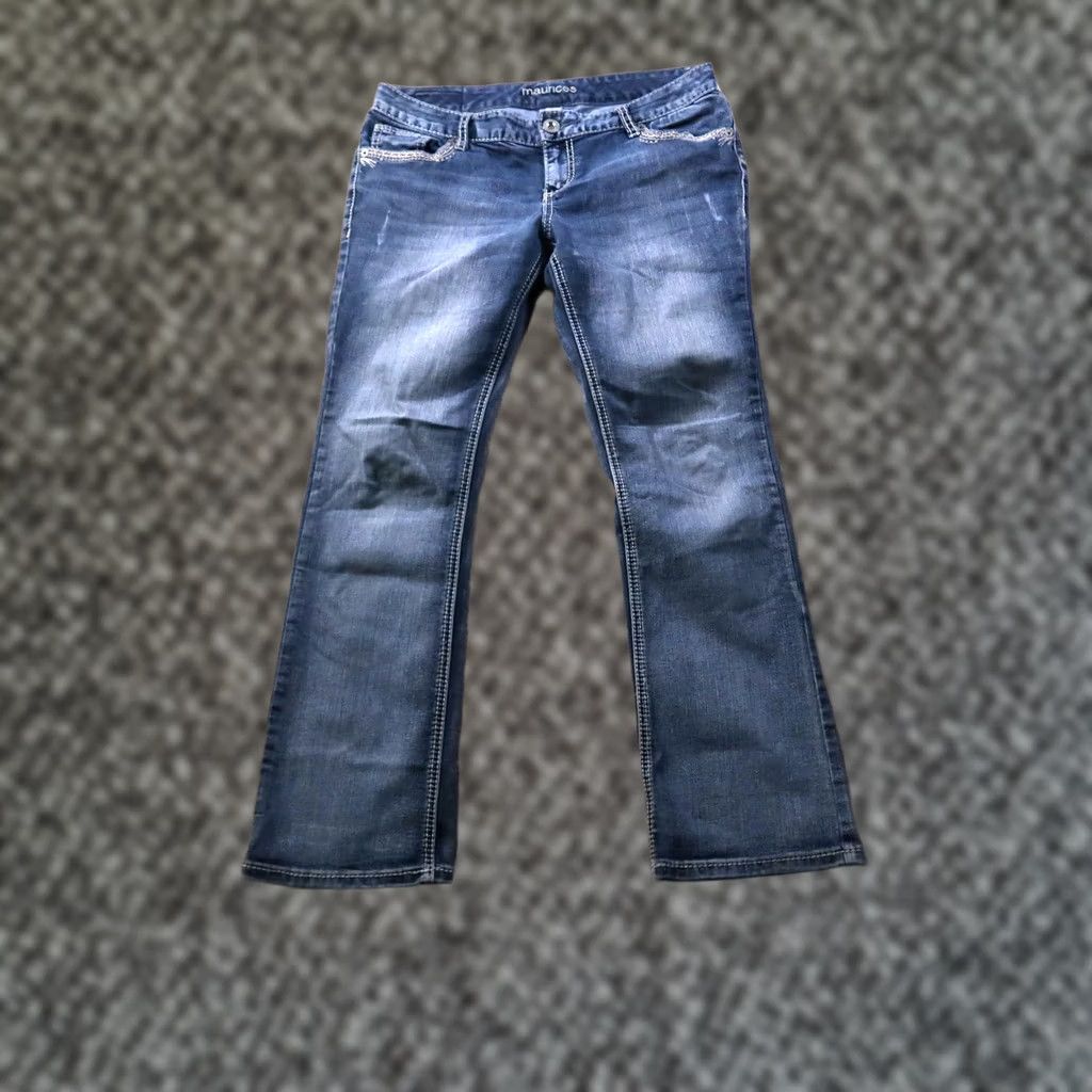 Vintage Maurices Jeans Women's Mid Rise Bootcut 9/10s Blue Stretch Denim 32x29 Regular Fabric Wash Medium Vintage No Size 32" / US 10 / IT 46 - 1 Thumbnail