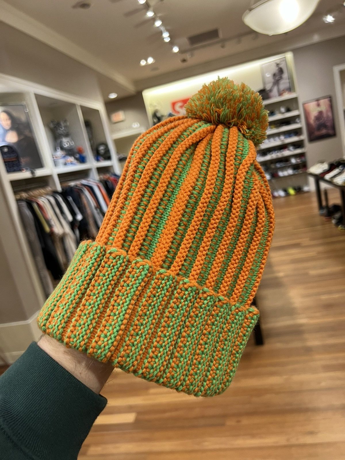 Supreme Supreme contrast stitch beanie green orange | Grailed