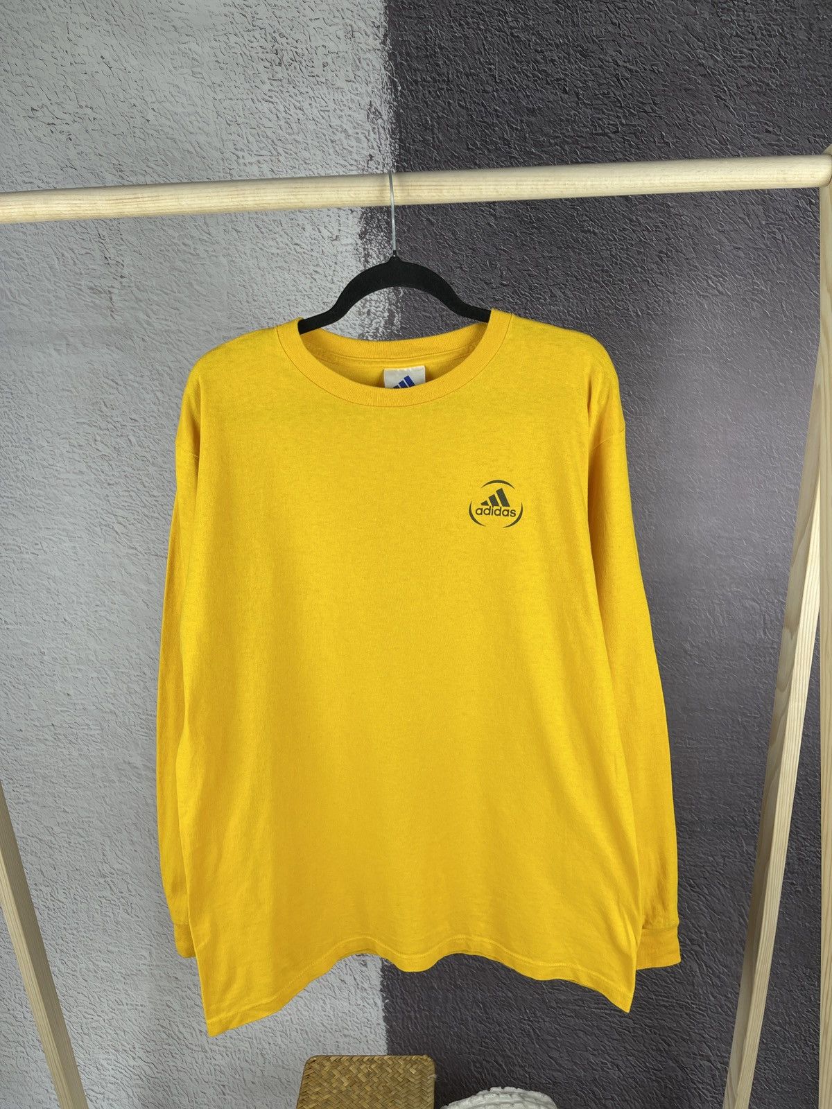 Adidas Adidas logo vintage 90s made in USA yellow long sleeve tee Size US M / EU 48-50 / 2 - 1 Thumbnail