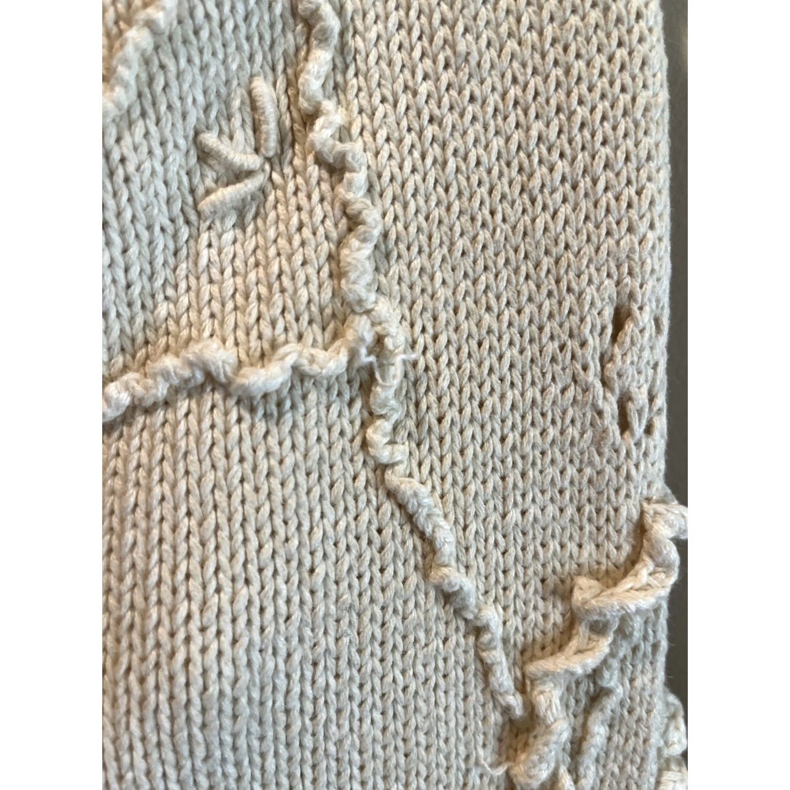 Vintage Michael Simon Cardigan Sweater Womens M/L Ivory Floral Ramie Cotton Embroidered Dainty in White, Women's — image 5 of 6