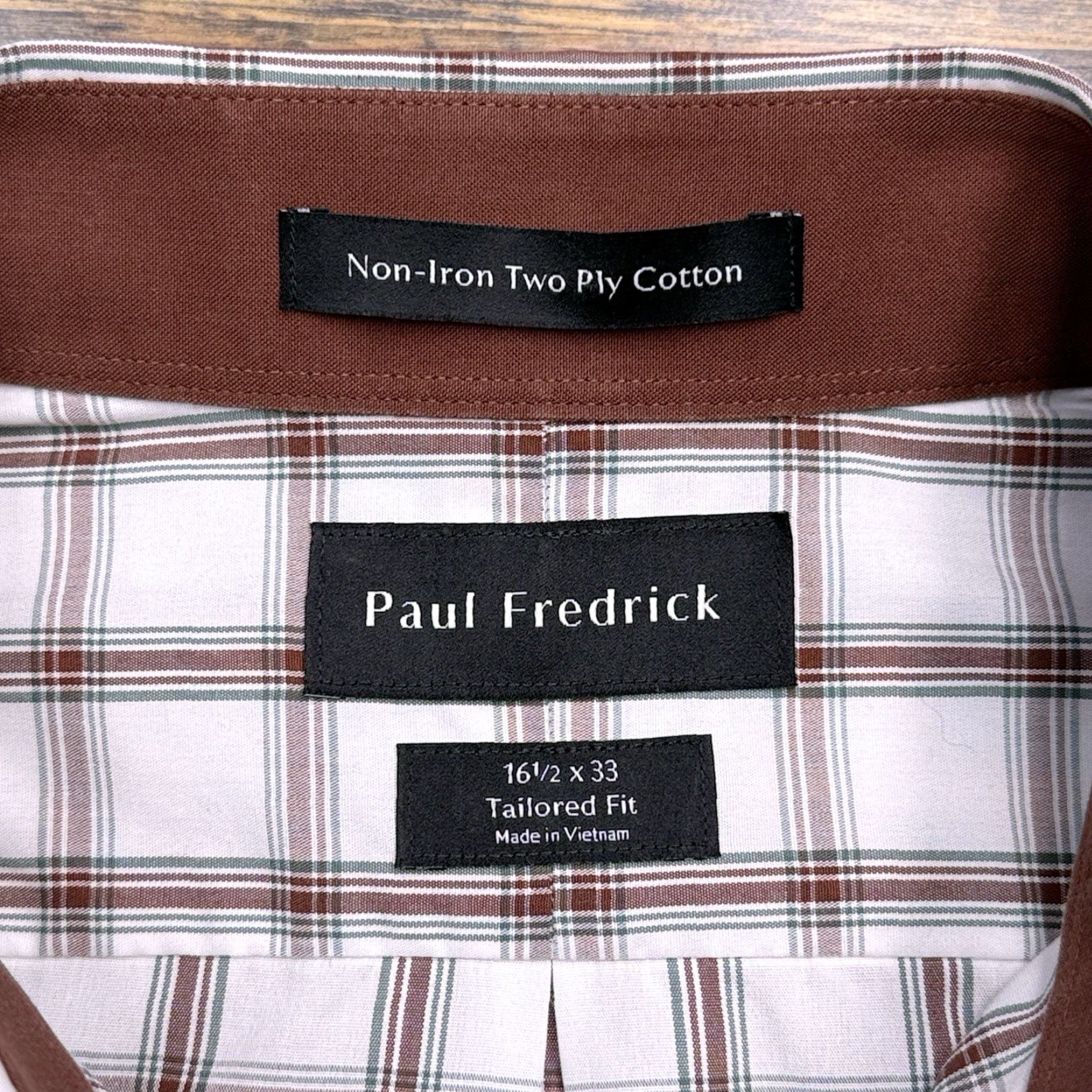 Vintage Paul Fredrick Slim Button-Up Shirt Mens 16.5 White Check Non-Iron Button-Down Long Sleeve Casual Business Workwear Size US XL / EU 56 / 4 - 2 Thumbnail