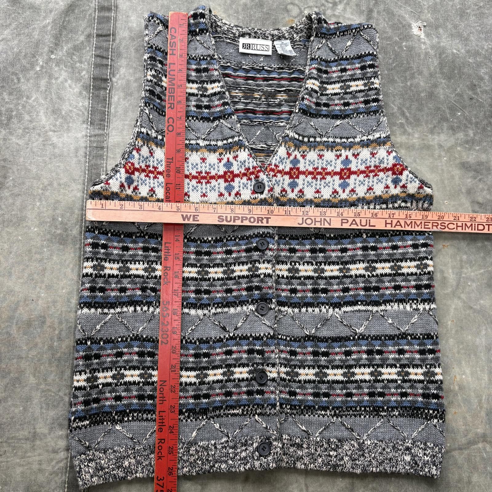 Vintage Vintage 90s Y2K Fair Isle Cottage Knit Sweater Vest Cardigan Size M / US 6-8 / IT 42-44 - 4 Thumbnail