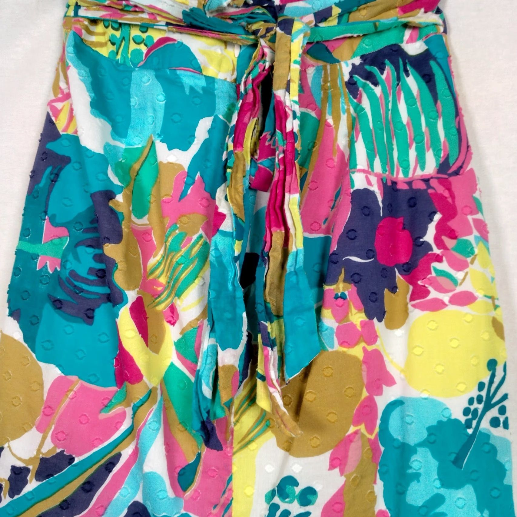 Pinko VINTAGE J Crew Floral Pleated Skirt Set Womens 0P Petite Cotton Satin Beach Summer Outfit Size 25" / US 0 / IT 36 - 6 Thumbnail