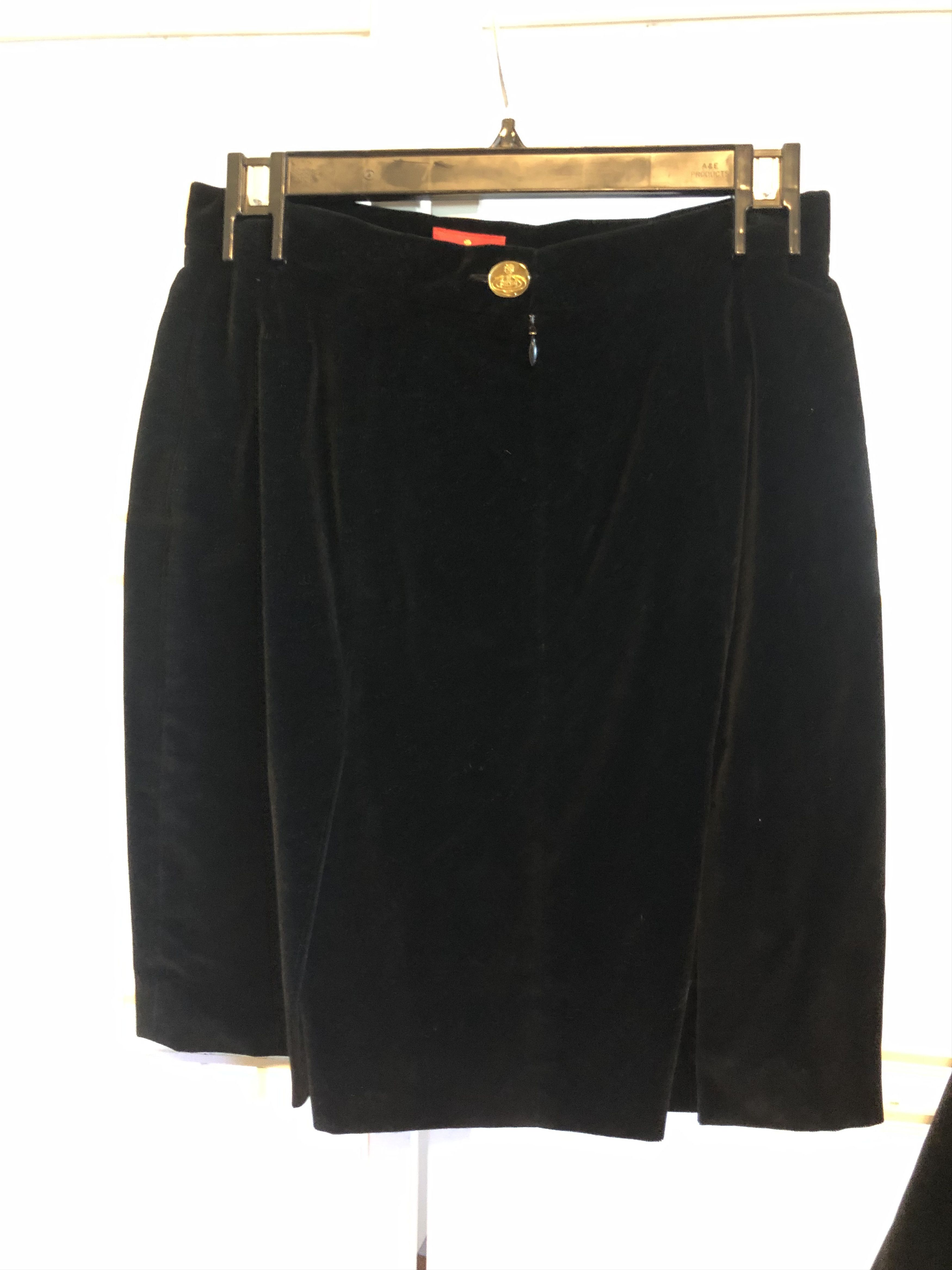 image of Black Velvet Vivienne Westwood Miniskirt, Red Label, 1990S, Women's (Size 30)