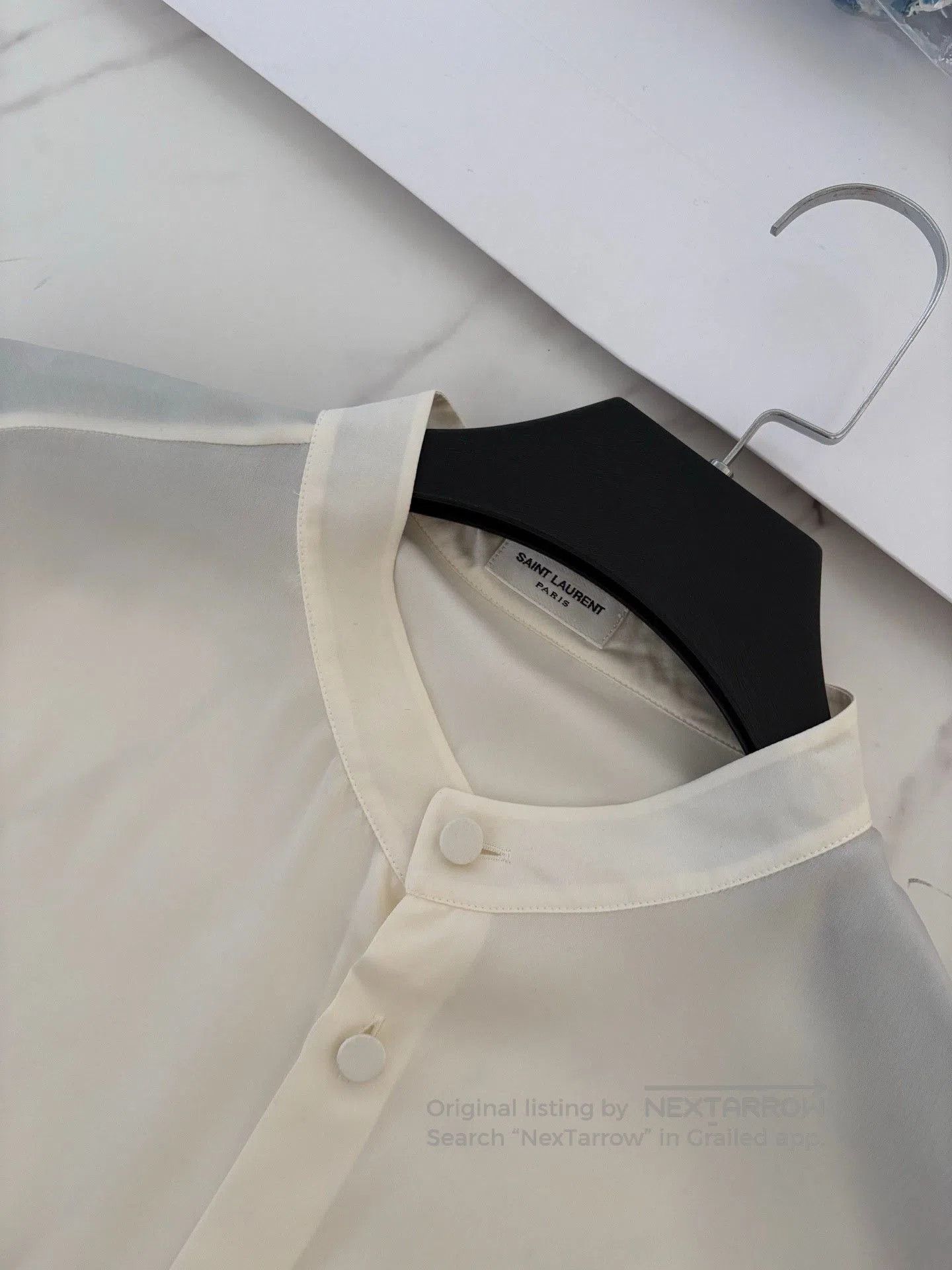 Saint Laurent Paris Saint Laurent Men's Beige Silk Shirt. Size US XXS / EU 40 - 2 Thumbnail