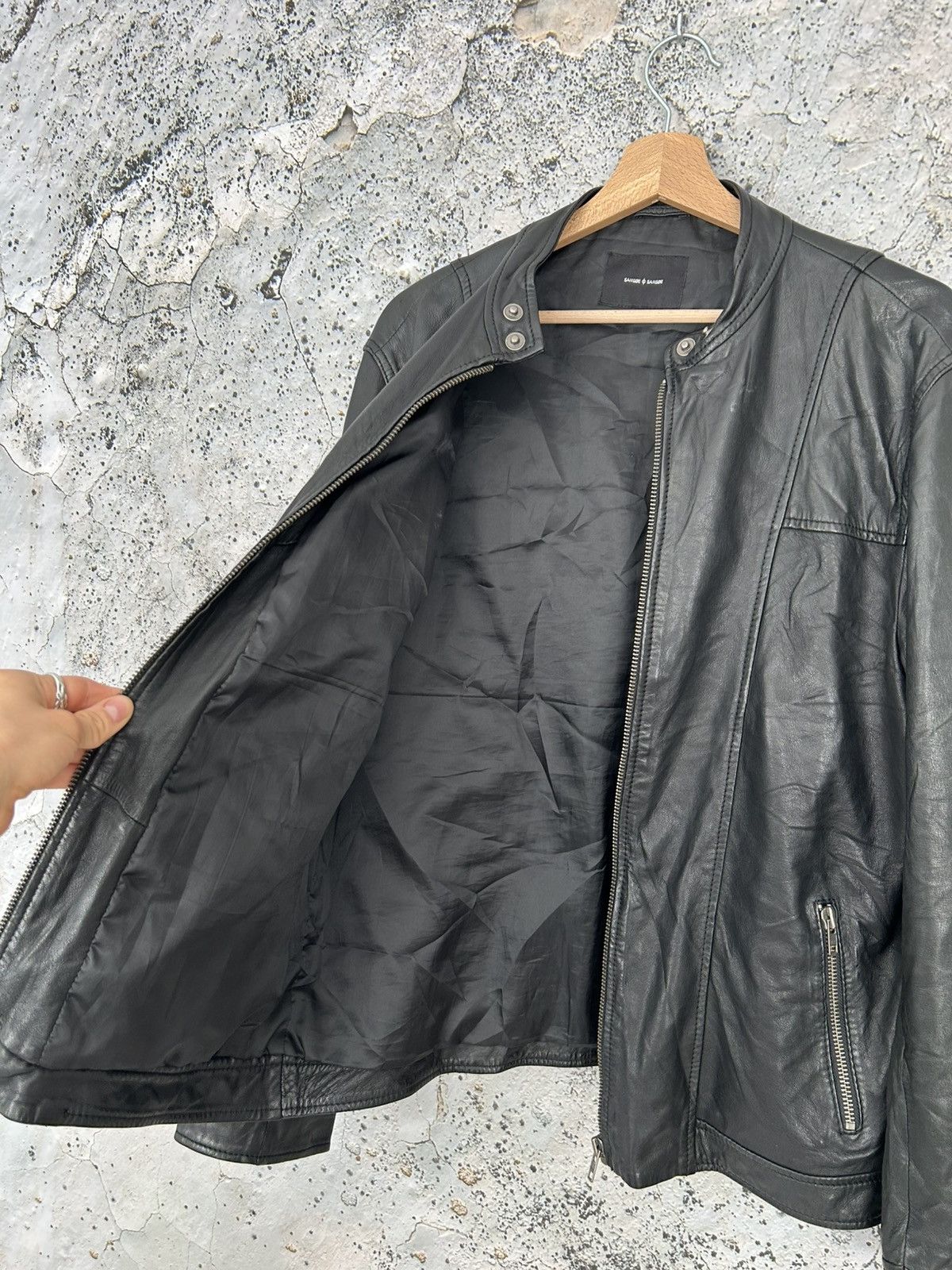 Samsoe Samsoe Samsoe Samsoe Krede Black Genuine Leather Jacket Punk Metal Size US XL / EU 56 / 4 - 5 Thumbnail