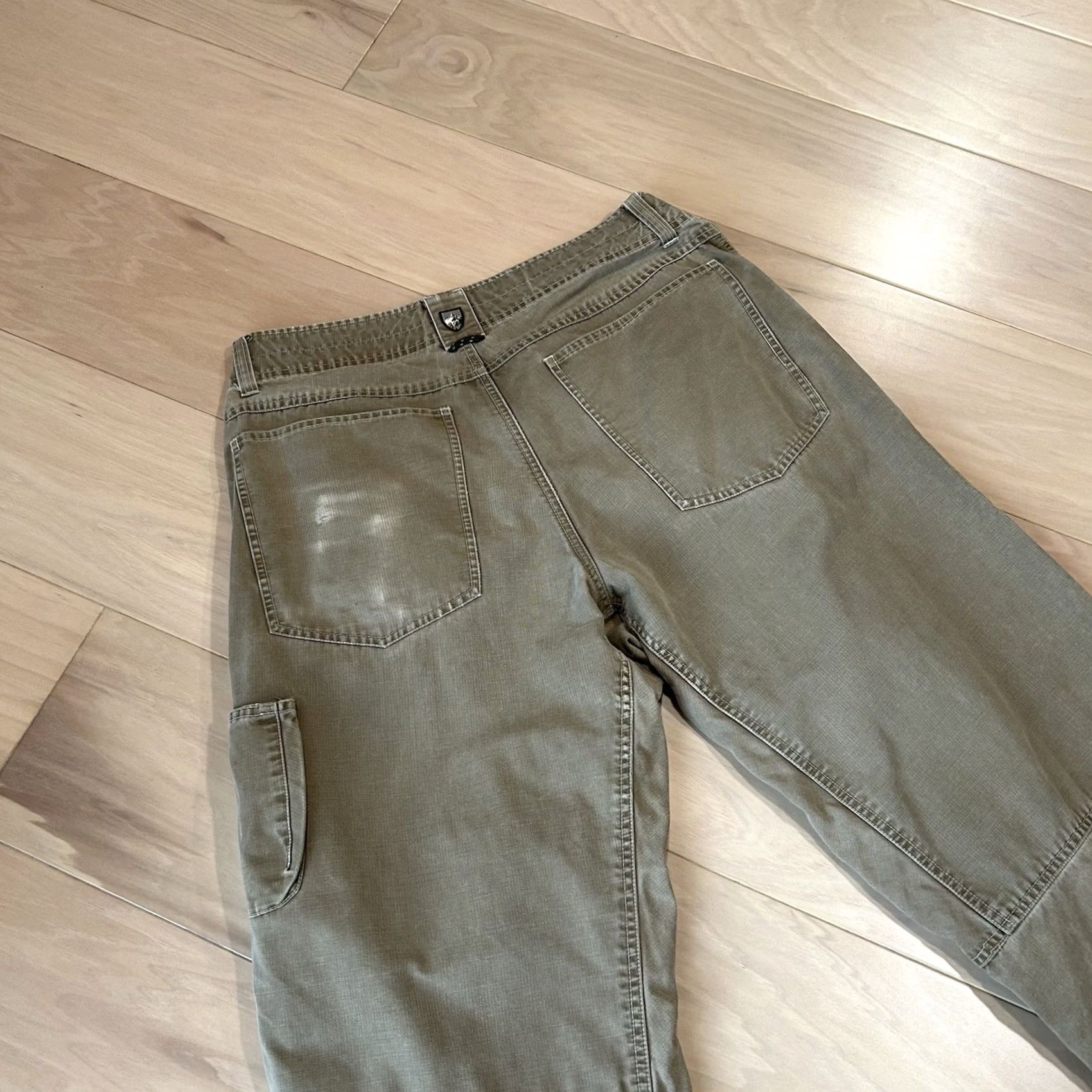 Vintage Kuhl Crag Series Pants Mens 34x31 Beige Cotton Blend Straight Leg 5-Pocket Zipper Button Vintage Patina Dye Workwear Casual Travel Size US 34 / EU 50 - 4 Thumbnail