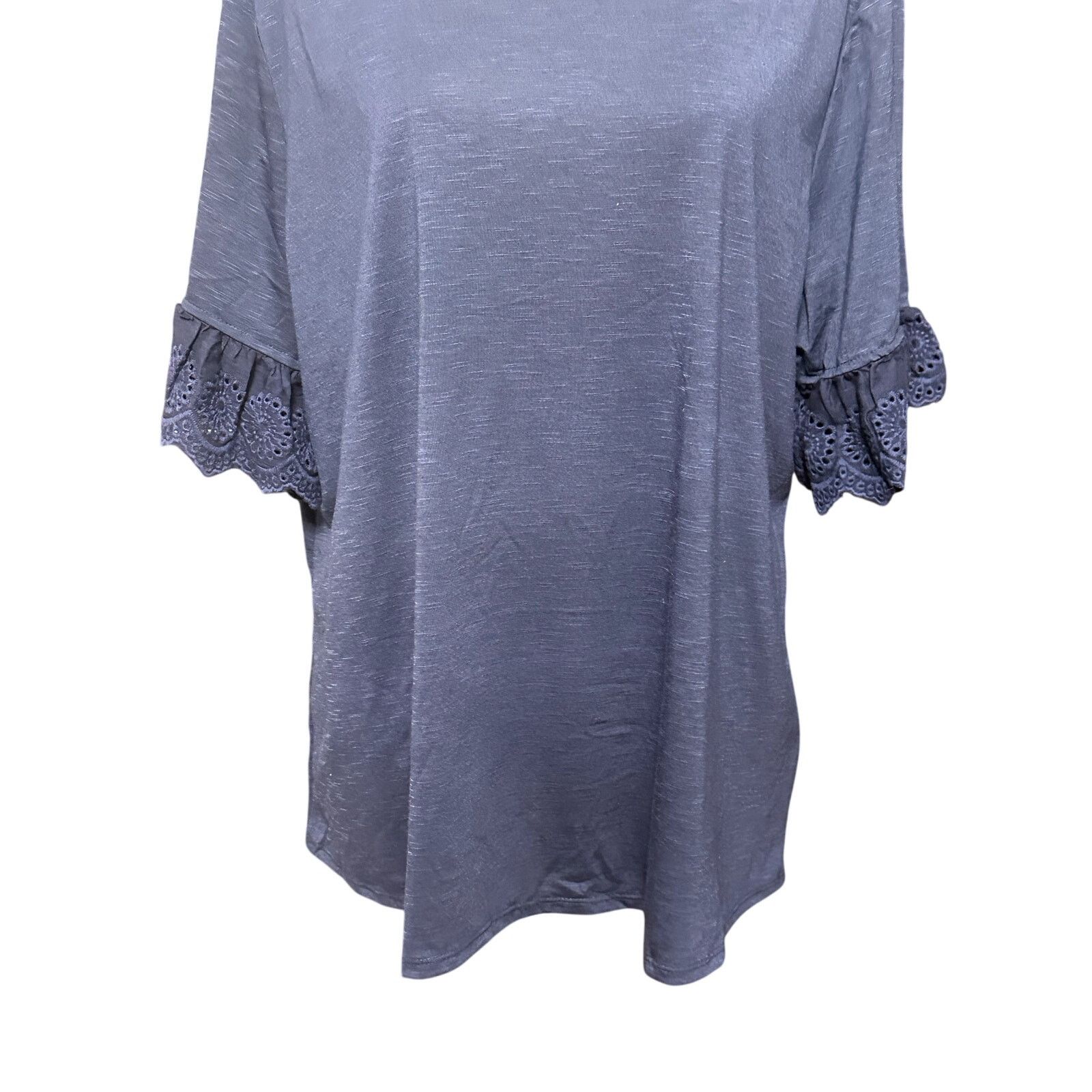 Other NY Collection Blouse Lace Short Sleeves Navy Blue 3X NWT Size 3XL / US 20-22 - 3 Thumbnail