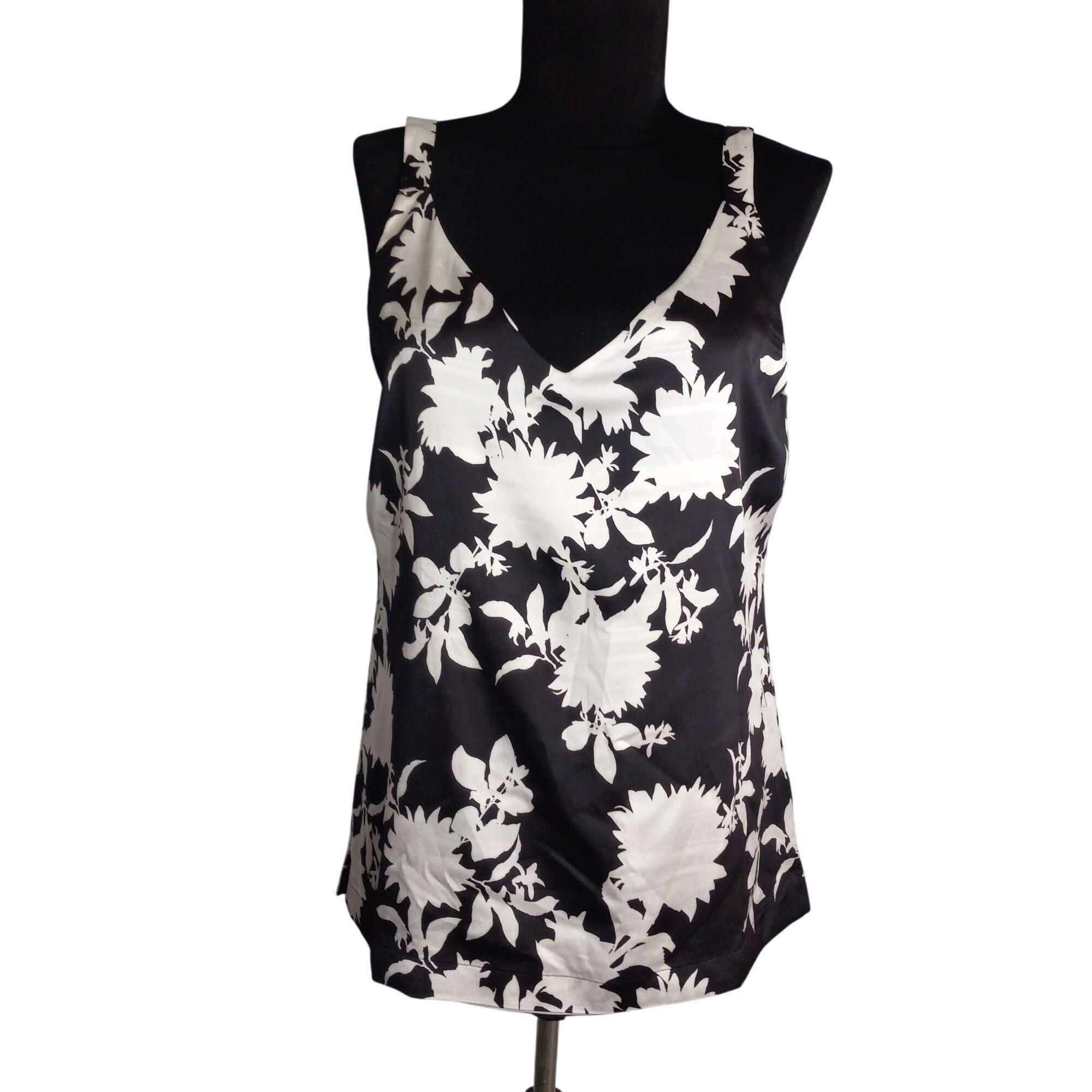 White House Black Market WHBM S Tank Top Reversible Sleeveless Floral Striped Print B Size S / US 4 / IT 40 - 2 Thumbnail